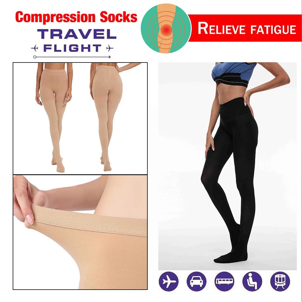 Compression Stockings Pantyhose Waist High 20-30 mmHg Closed Toe Varicose Women