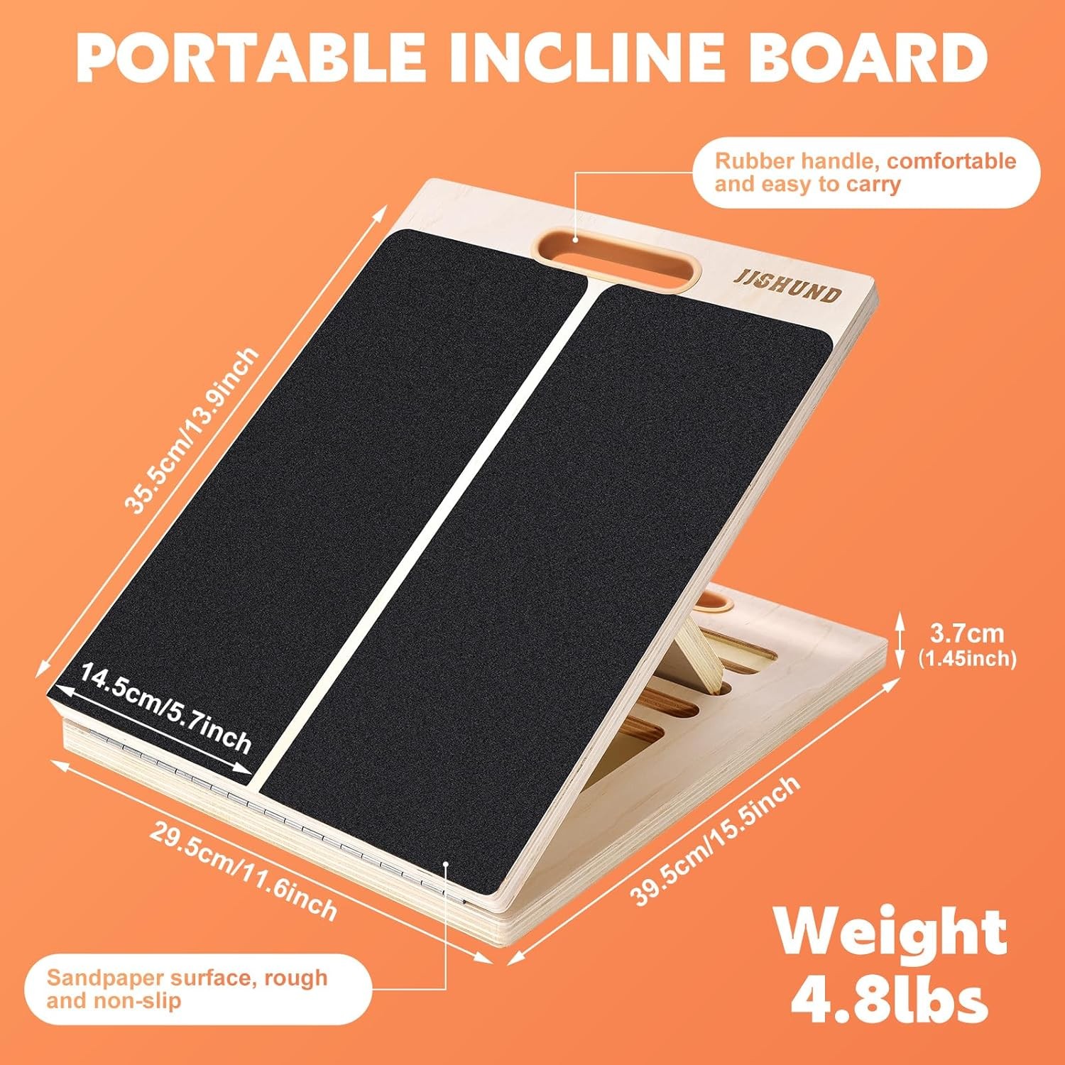Slant Board for Calf Stretching, Adjustable Wooden wood color, black