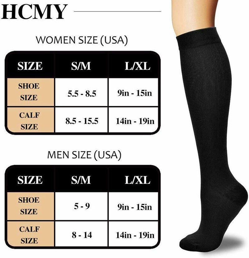 Compression Socks (3 Pair) Medical Support Socks Women Men Best Running Sockings