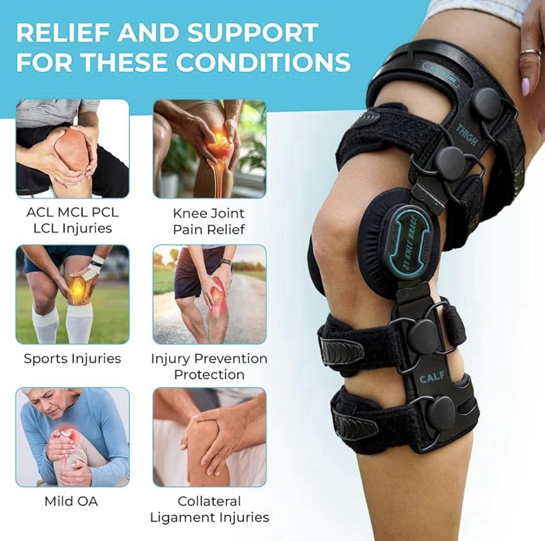 Z1 K6 Hinged Unloader Knee Brace Support for Arthritis Pain OA ACL Meniscus Tear