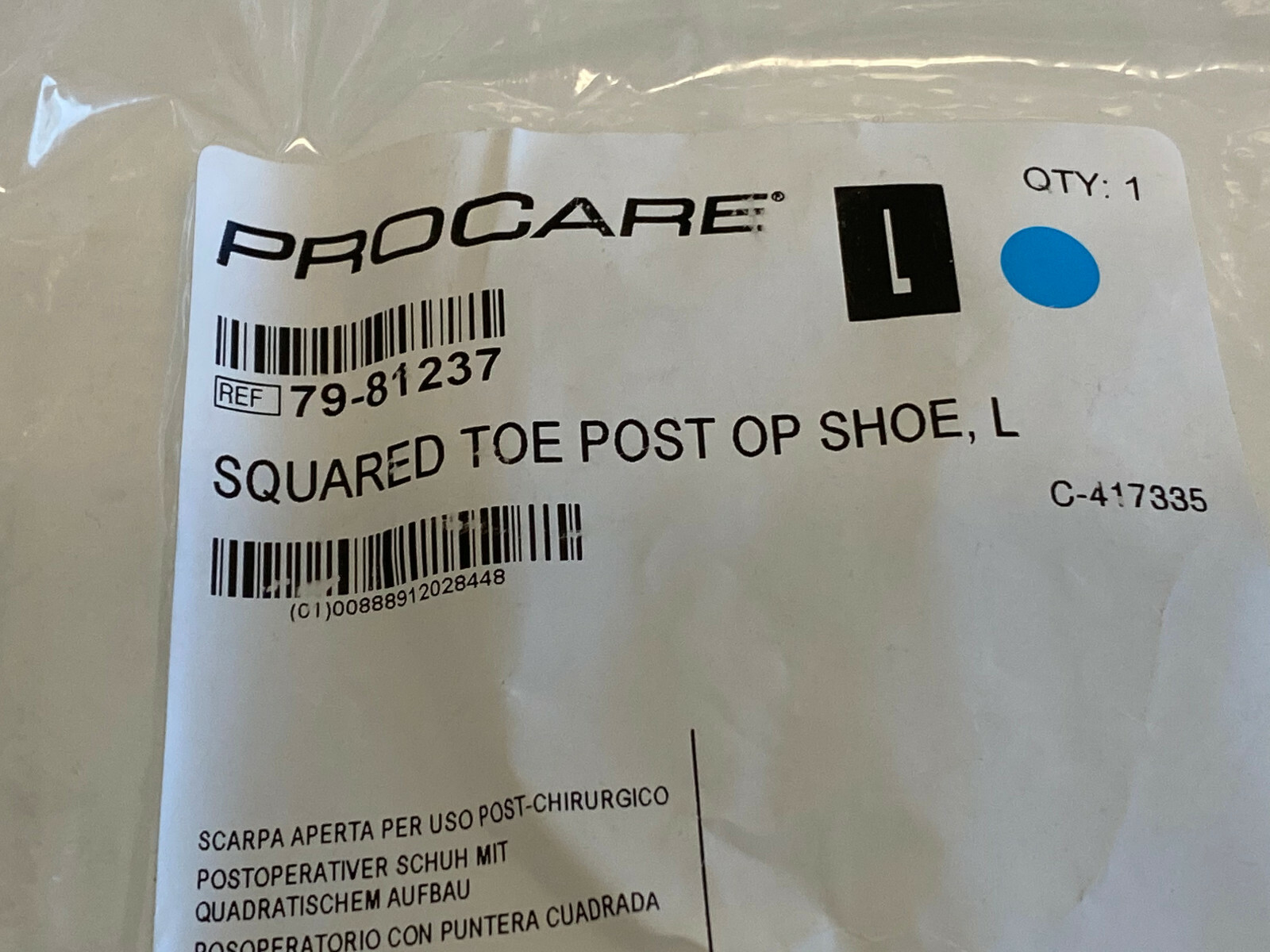 Lot of 2 New ProCare Squared Post OP Shoe – Large 79-81237
