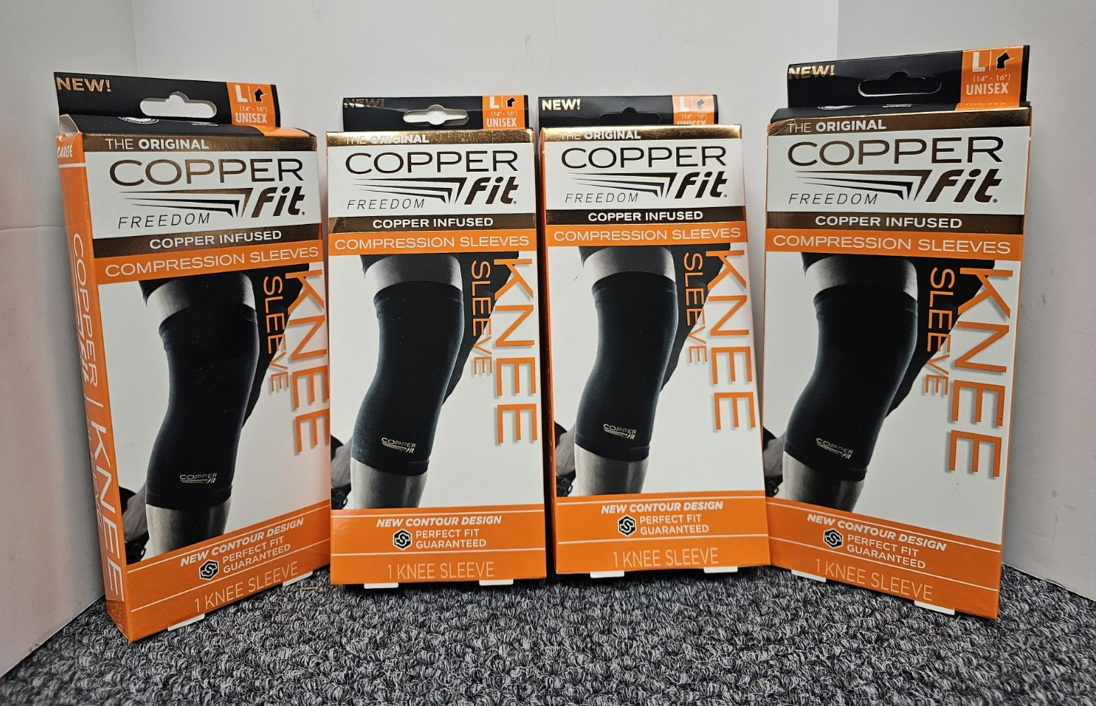 4 x Copper Fit Freedom Knee Compression Sleeve Copper Infused Size L New