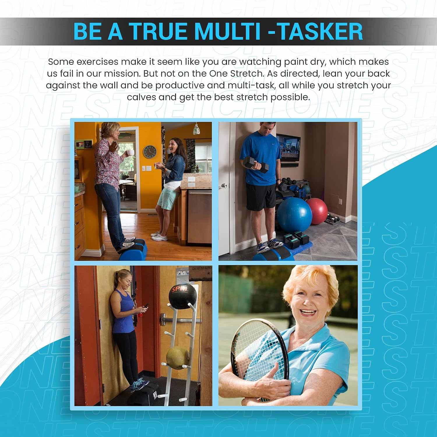 Multitask Hands Free While You Stretch Your Calves for Plantar Fasciitis (Black)