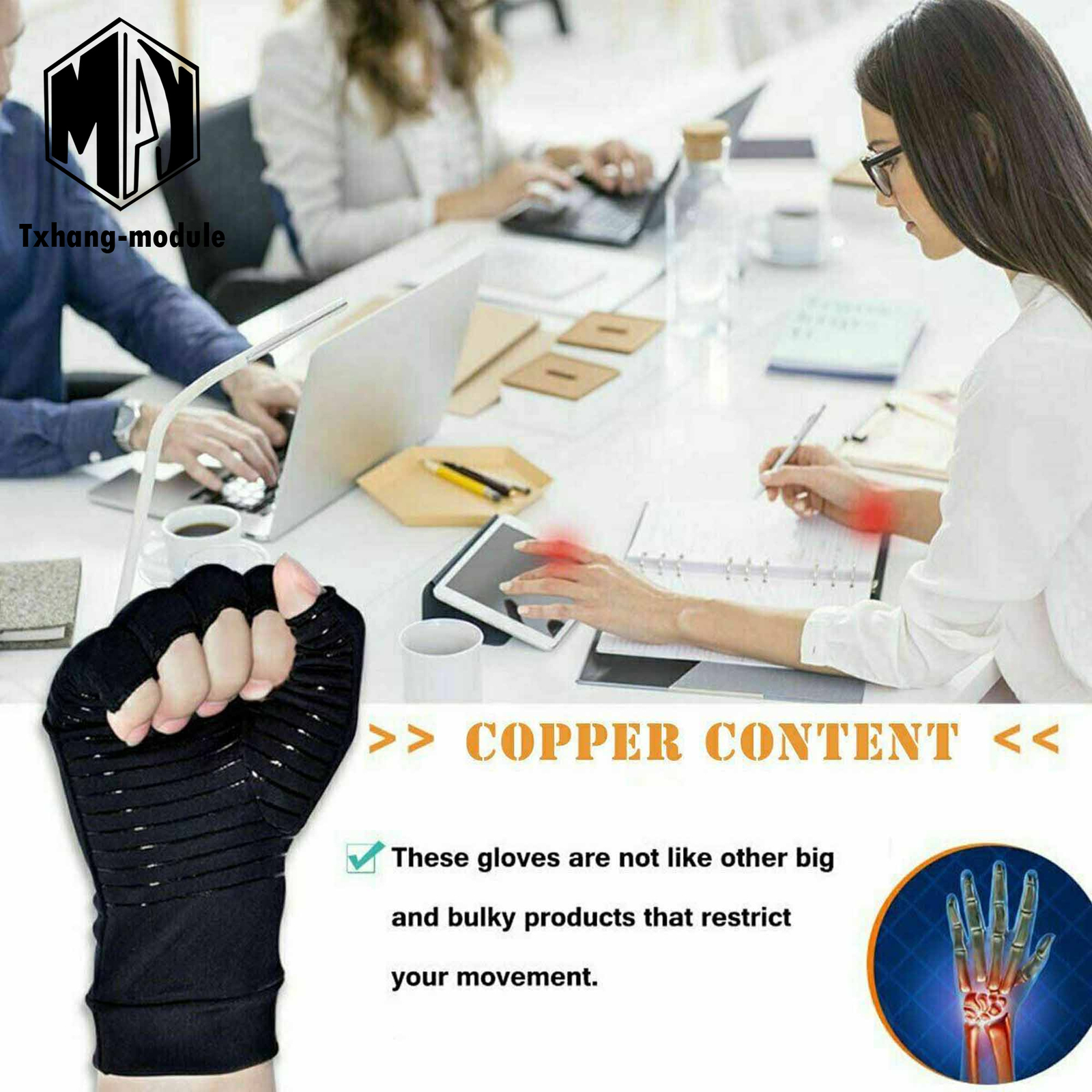 Copper Arthritis Gloves Compression Joint Rheumatoid Osteoarthritis Relief A2TM