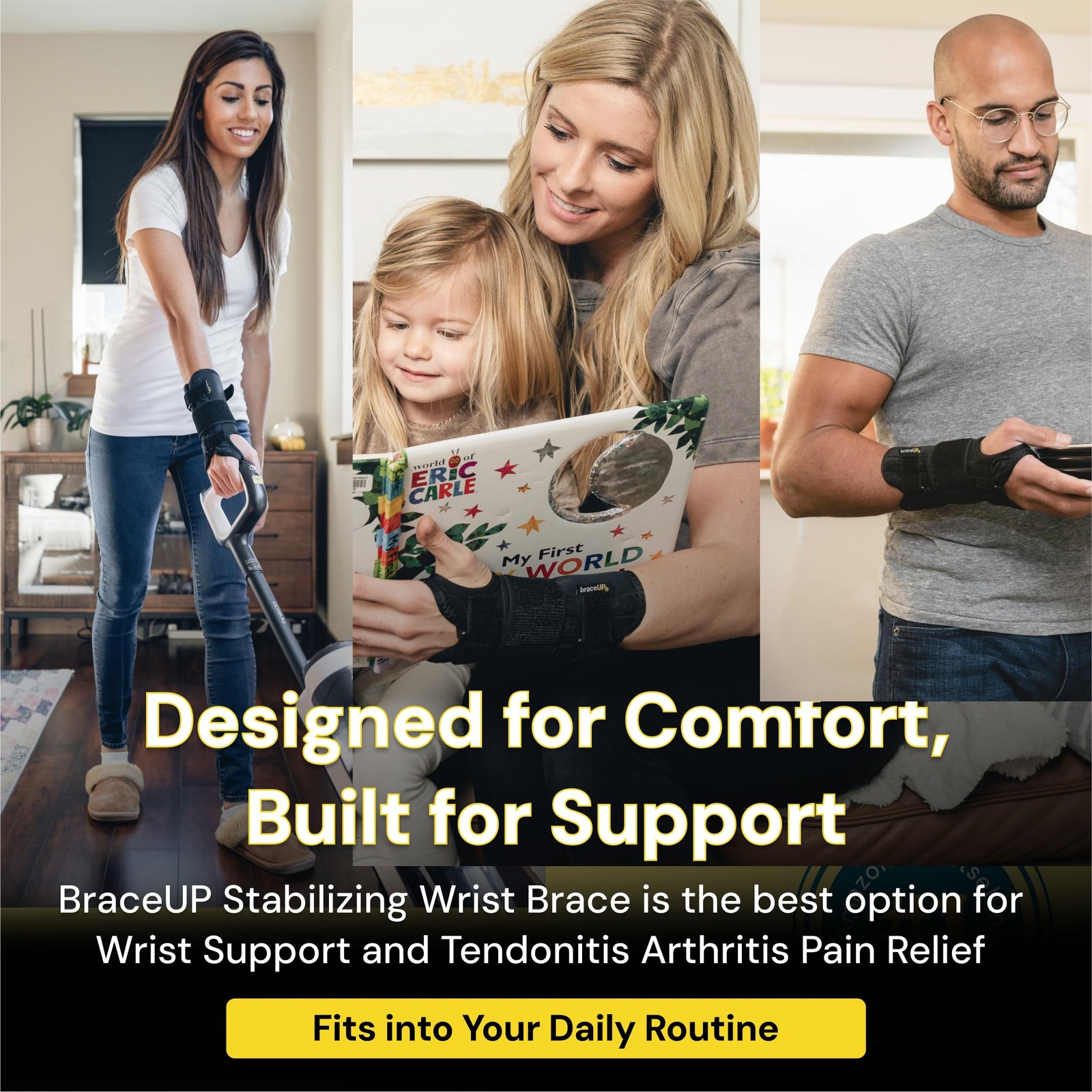 BraceUP Carpal Tunnel Wrist Brace for Women and Men – Metal Wrist Splint for …