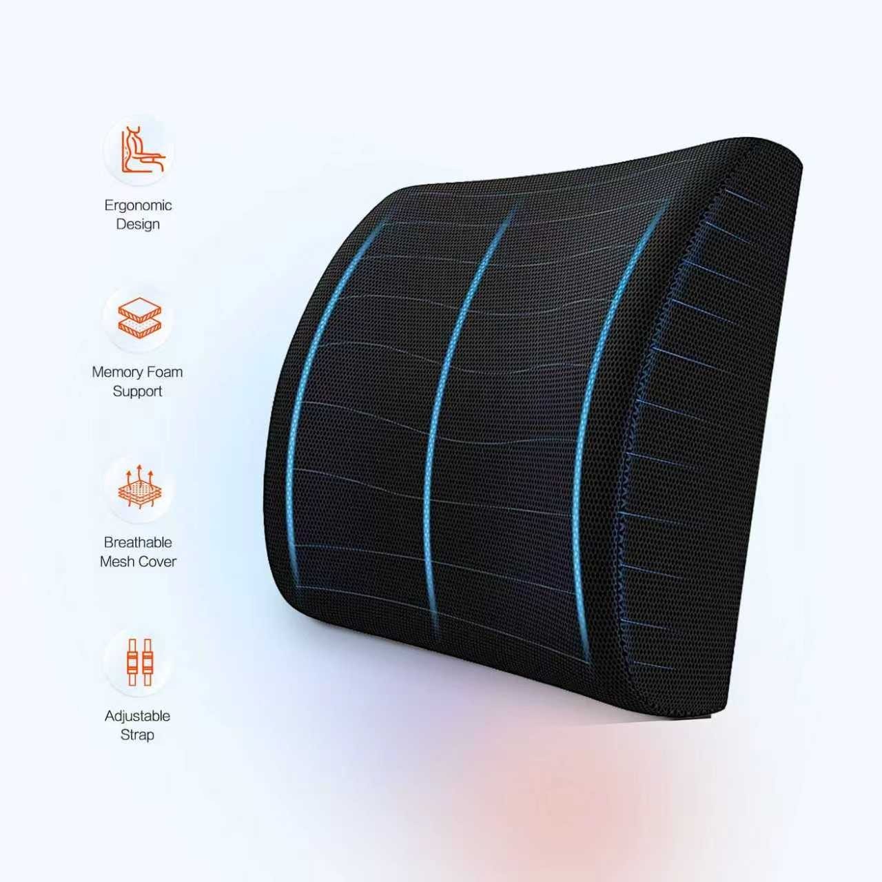 Memory Foam Lumbar Support Cushion Back Pillow Pain Relief Office Chair Car Seat