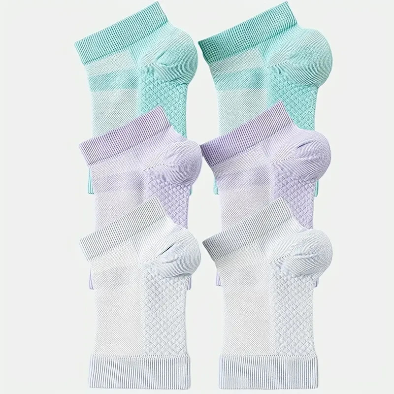 3 Pairs Ankle Brace Compression Sleeve, Open Toe Copper Sock Size S/M