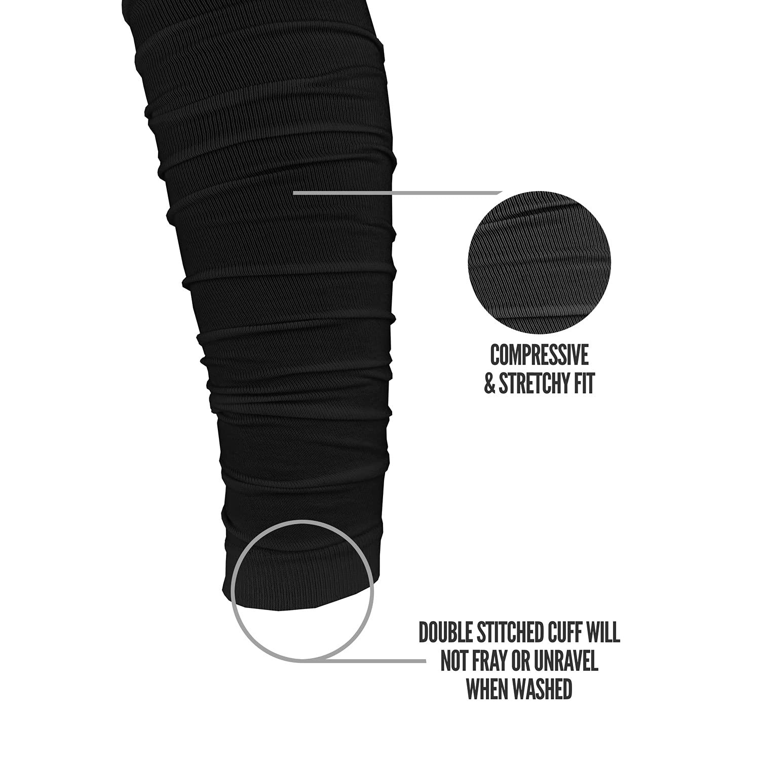 Nxtrnd Football Leg Sleeves, Calf Sleeves for Men & Boys, Sold as a Pair (Black)