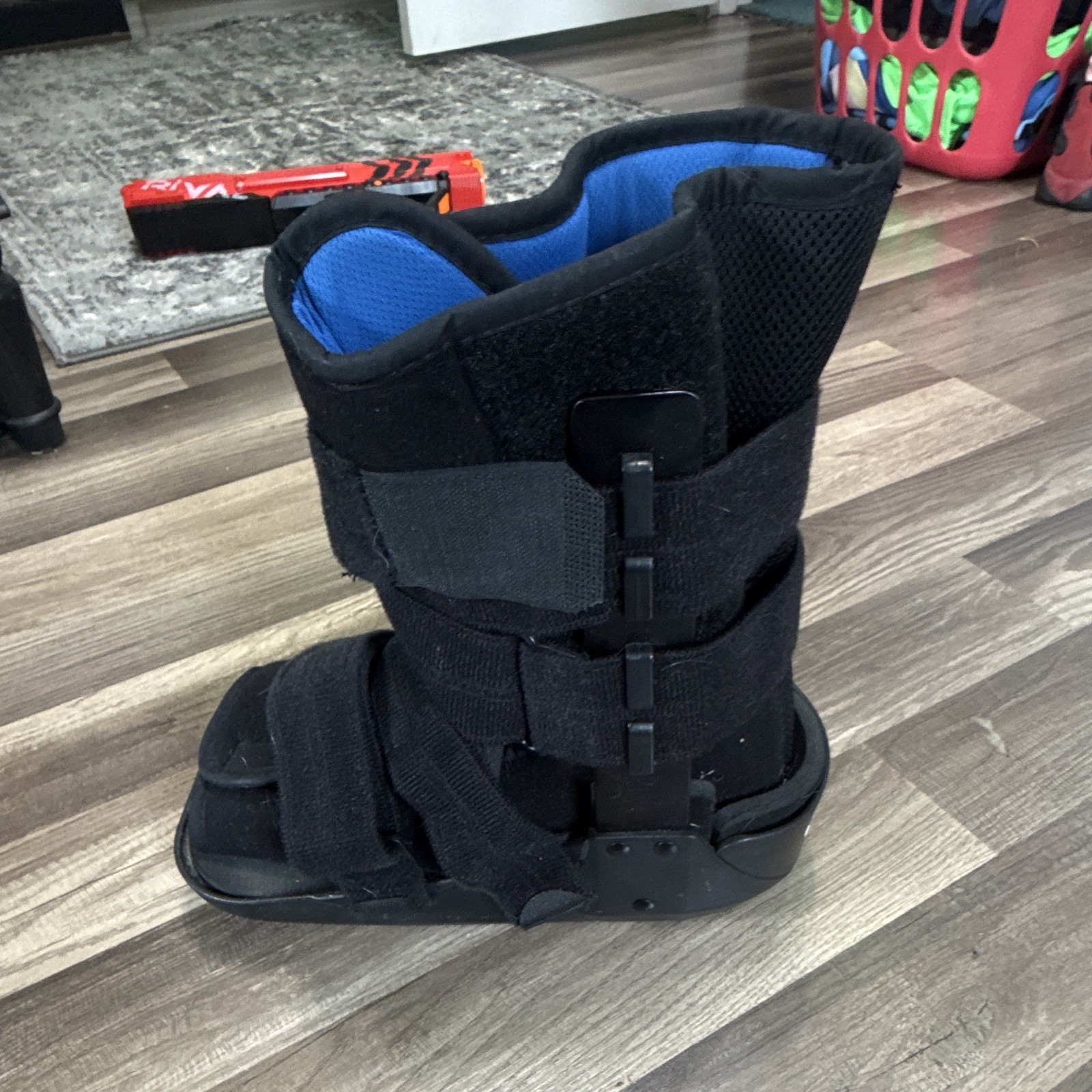 Breg Adjustable Orthopedic Walking Boot Brace, Black/Blue, Size L Foot/Ankle
