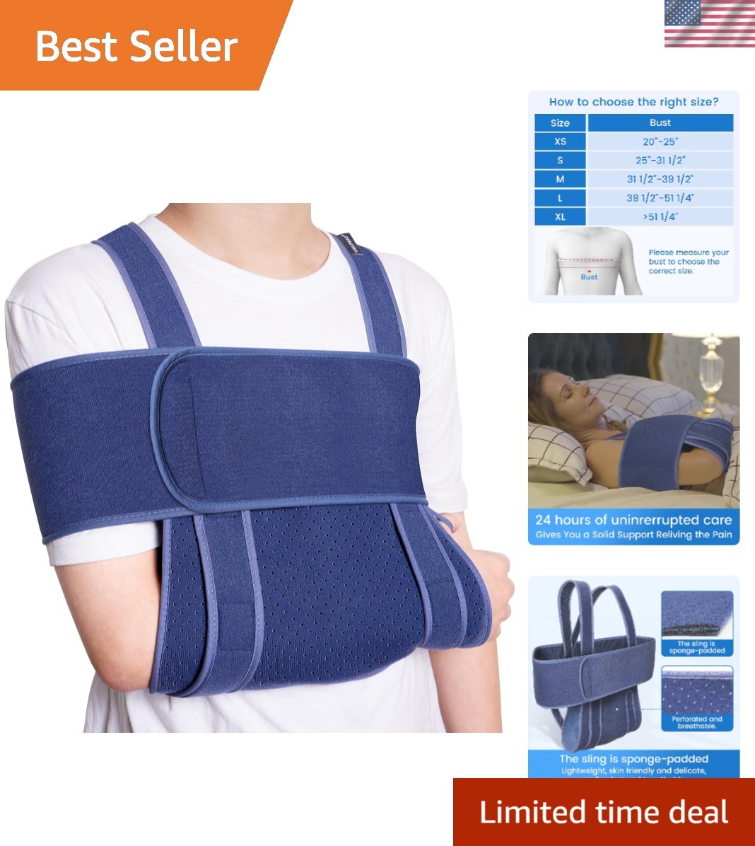 Lightweight Arm Sling for Comfort: Soft Shoulder Immobilizer for Recovery, M …