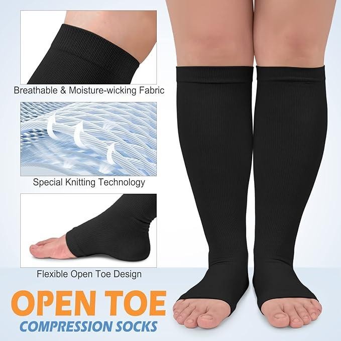 Premium Plus Size Compression Socks for Men Women Cycling Toeless Sport Socks