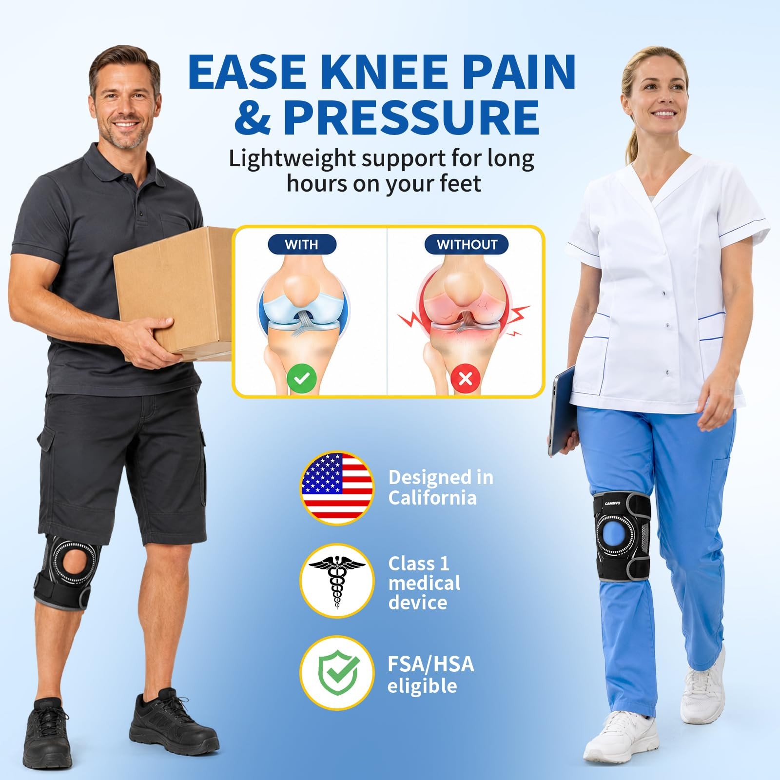 ELITE Knee Brace with Side Stabilizers & Open Patella Gel Pad — Adjustable Su…
