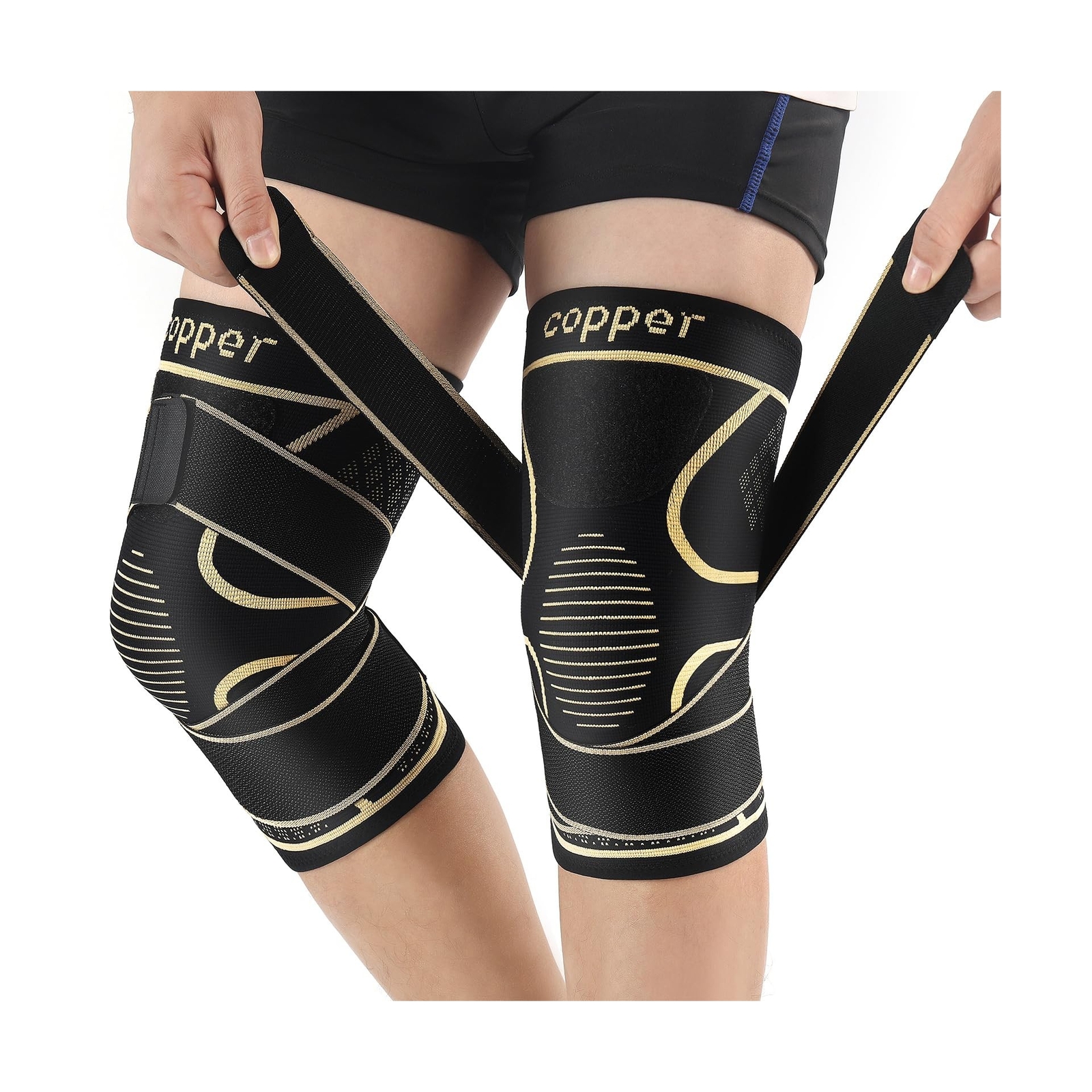 Copper Knee Braces with Strap for Knee Pain Women and Men(2 Pack), Knee Compr…
