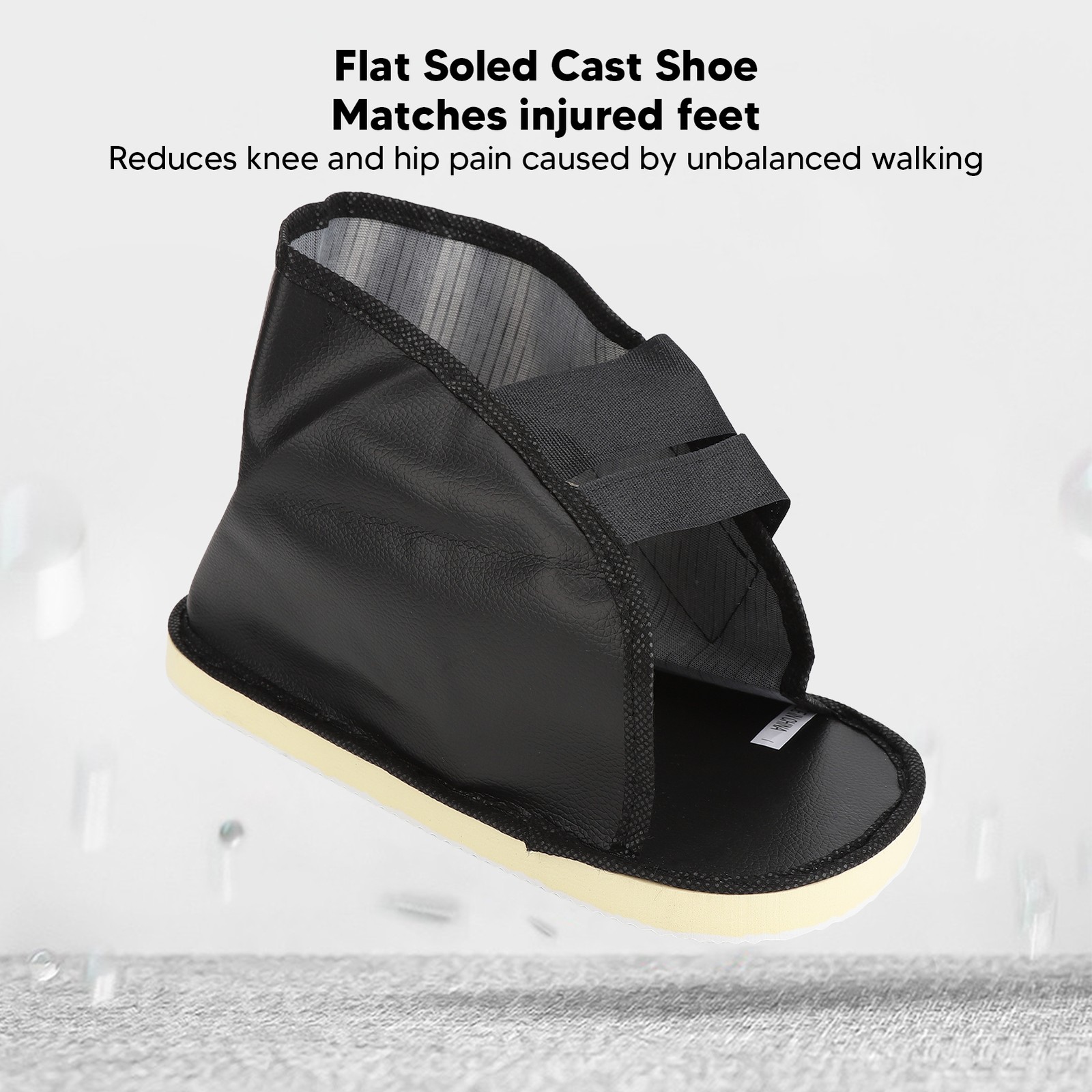 Adjustable Cast Shoe For Post Operative Recovery In Faux Leather