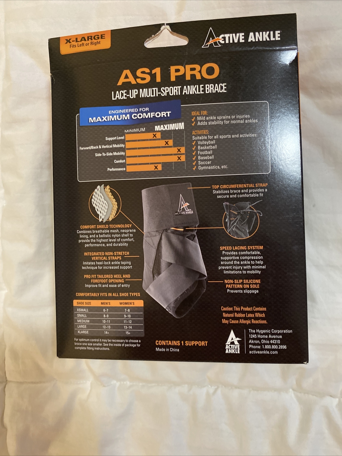 Active Ankle AS1 (X-LARGE) Pro *Lace Up Multi-Sport Ankle Brace*UNISEX*NEW*