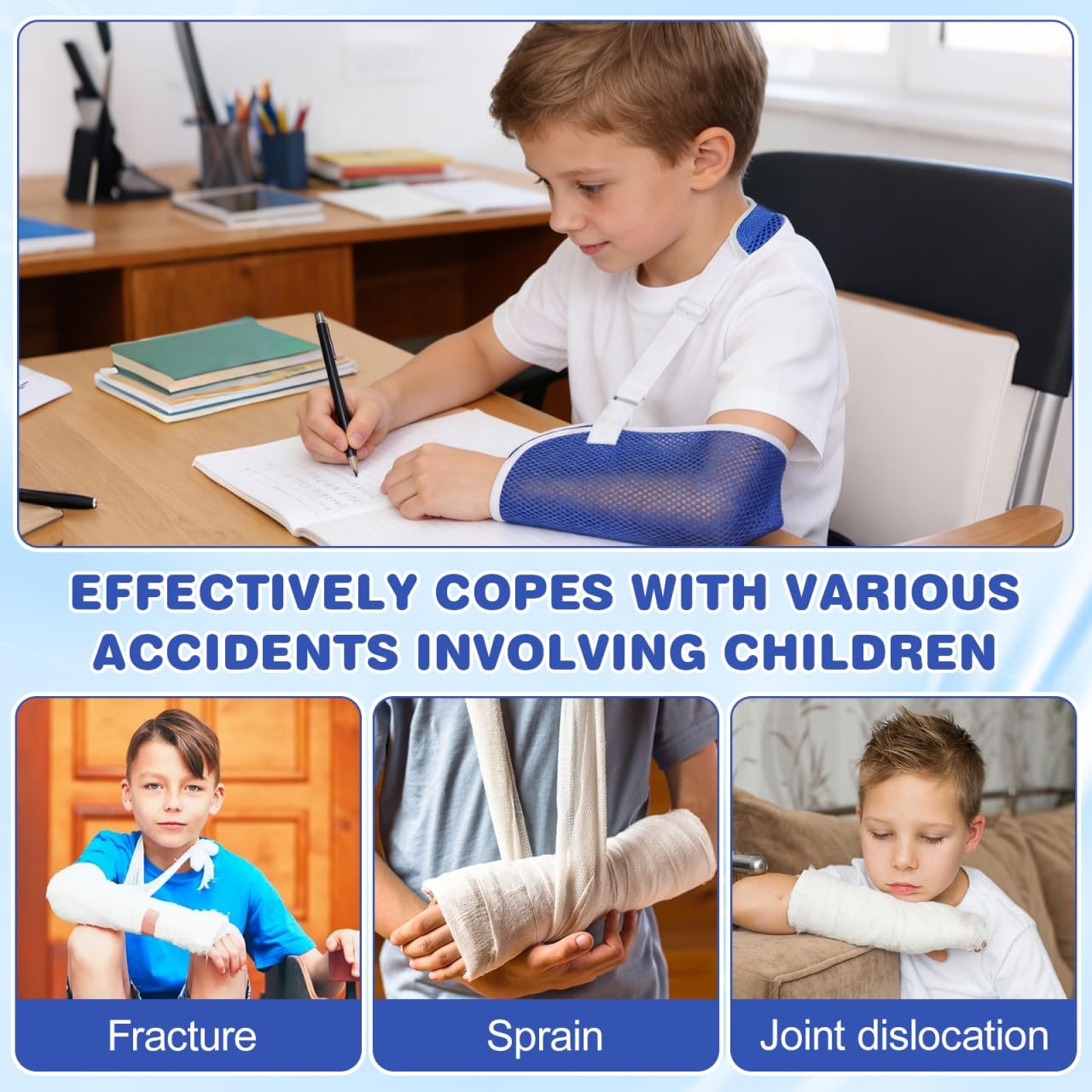 Shoulder Arm Sling For Kid Immobilizer Rotator Support Blue Size L 1 PCS