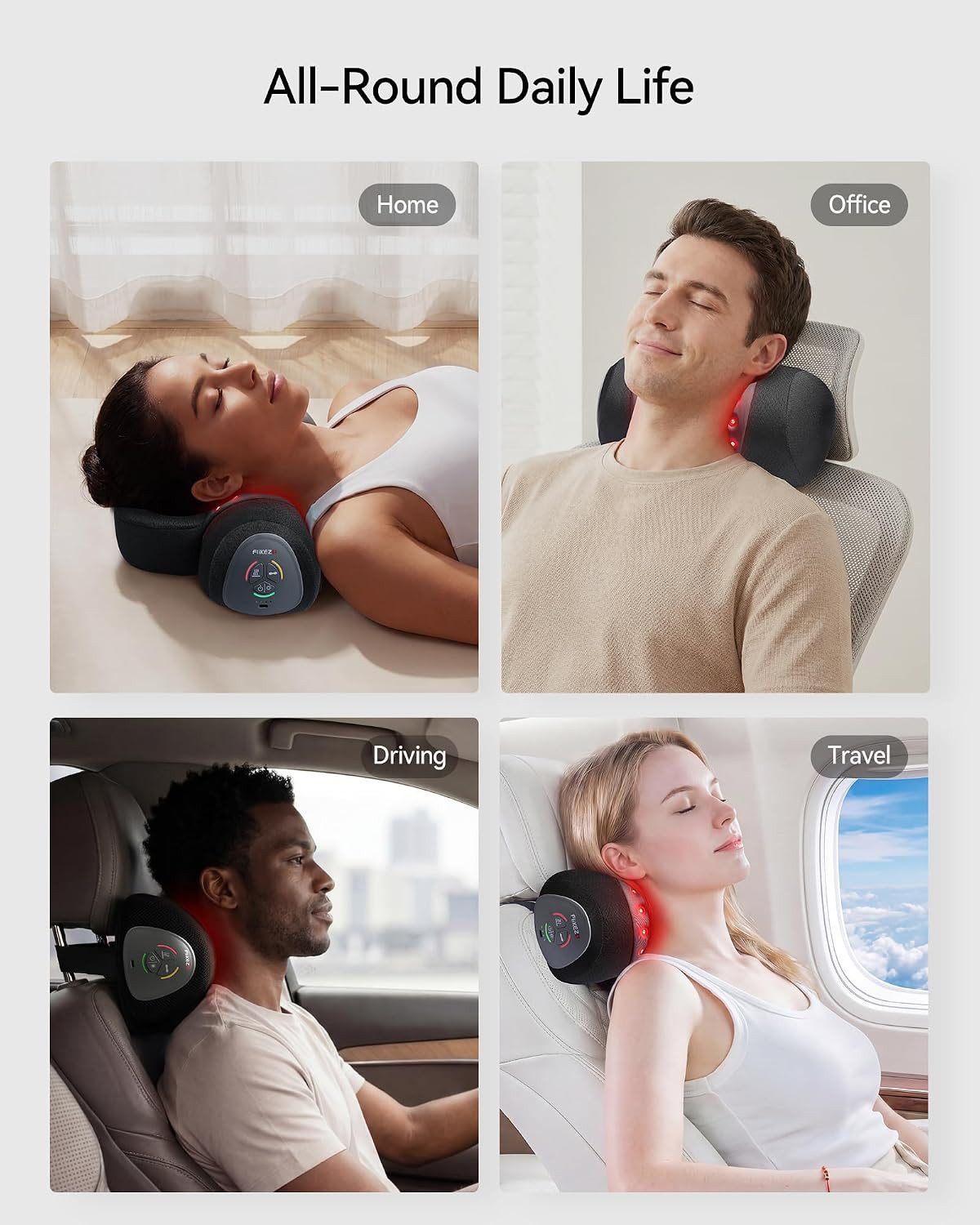Heated Cervical Traction Device with Red Light and Dynamic Massage | 660Nm & 850