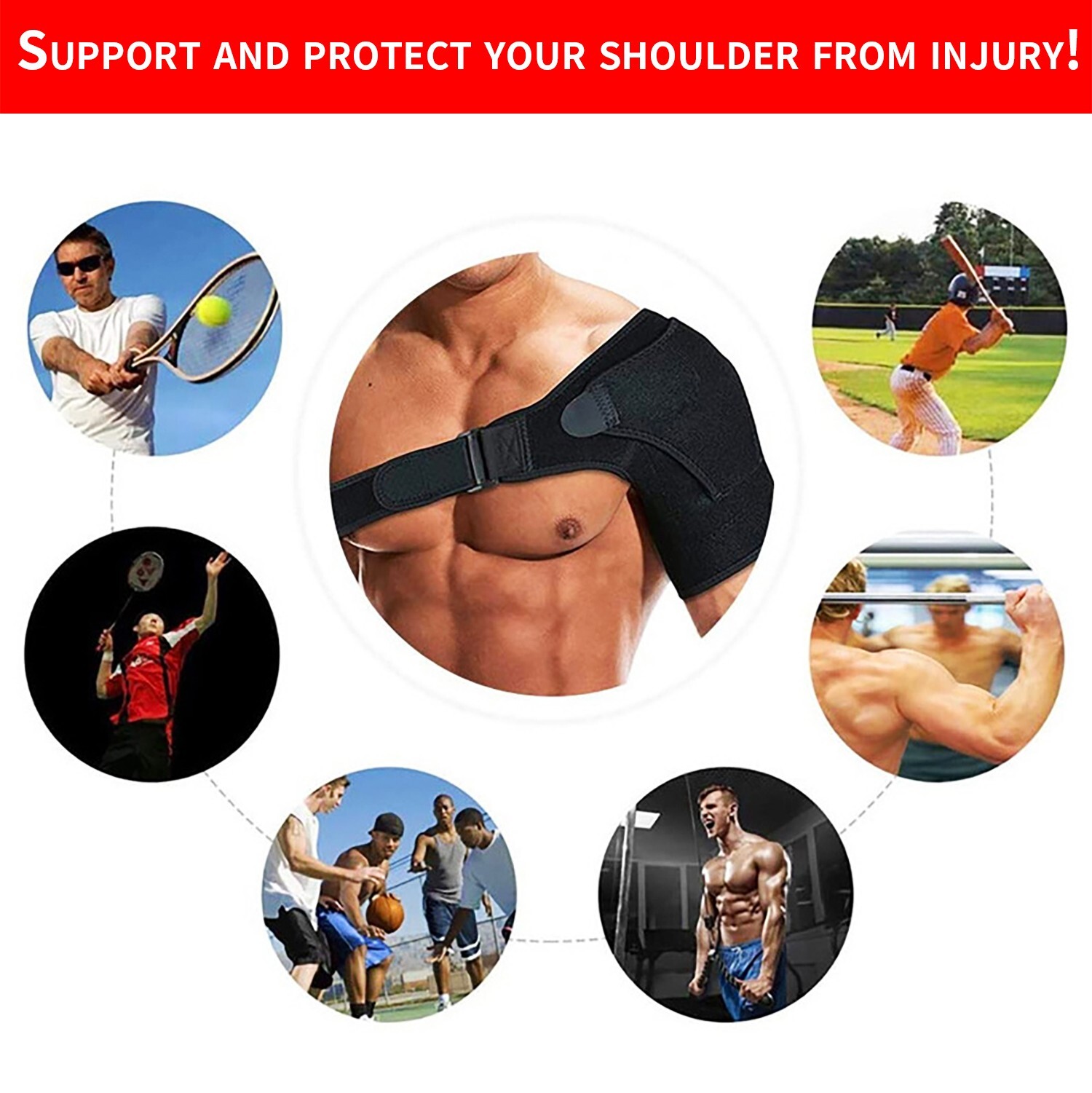 Shoulder Brace Support Compression Sleeve Torn Rotator Cuff AC Joint Pain Relief