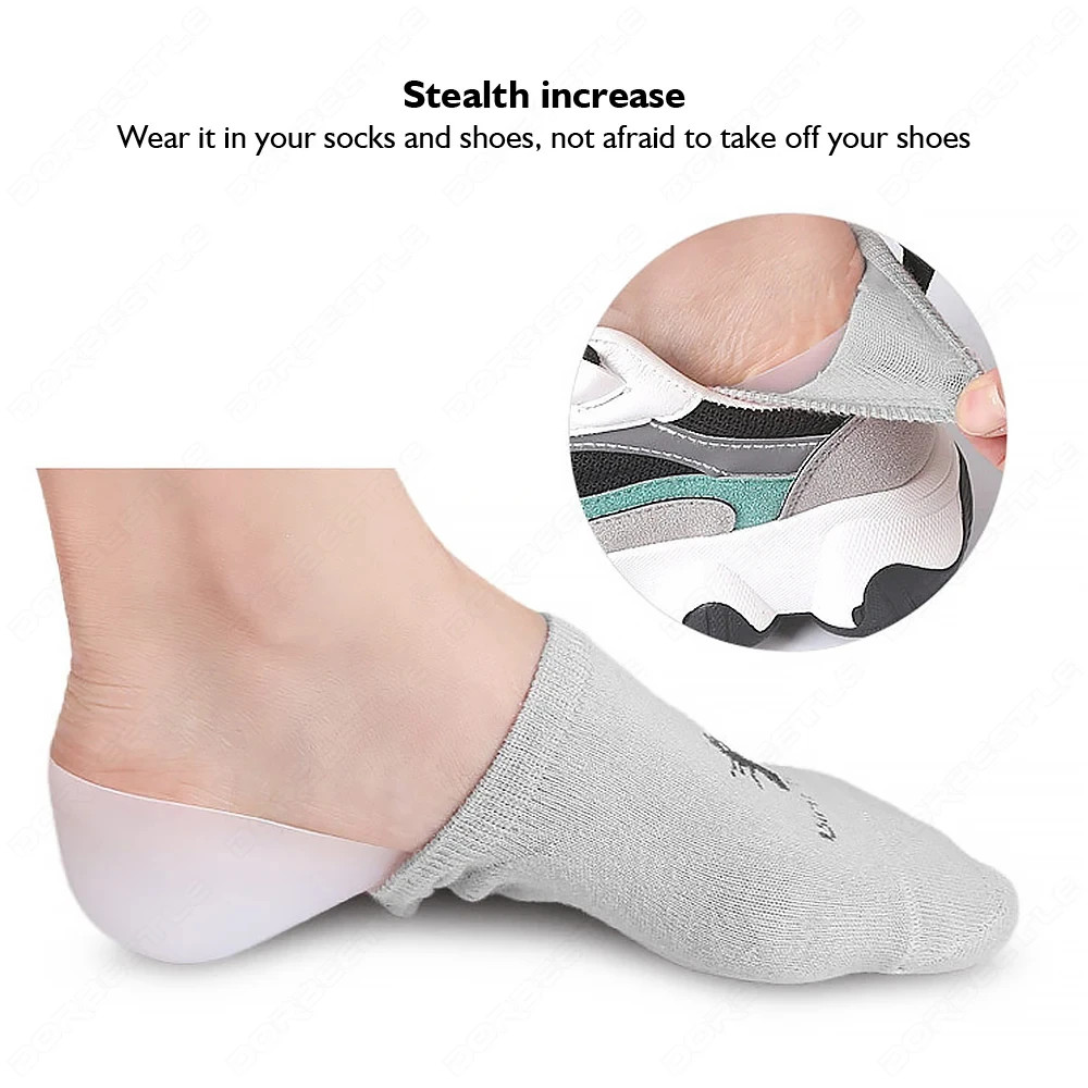 1Pair Invisible Height Increased Insole Silicone Heel Socks for Women Men
