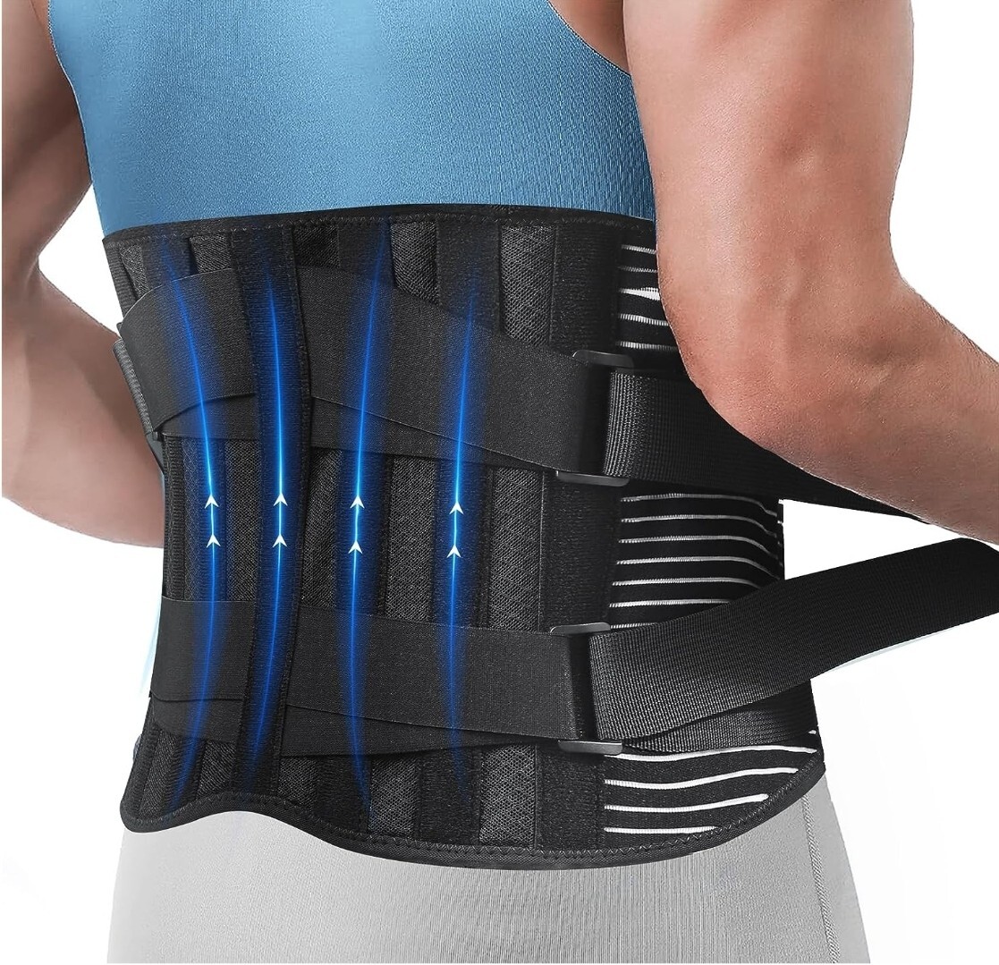 CAMRIER Back Braces for Lower Back Pain Relief with 6 Stays (Grey, X-Large)