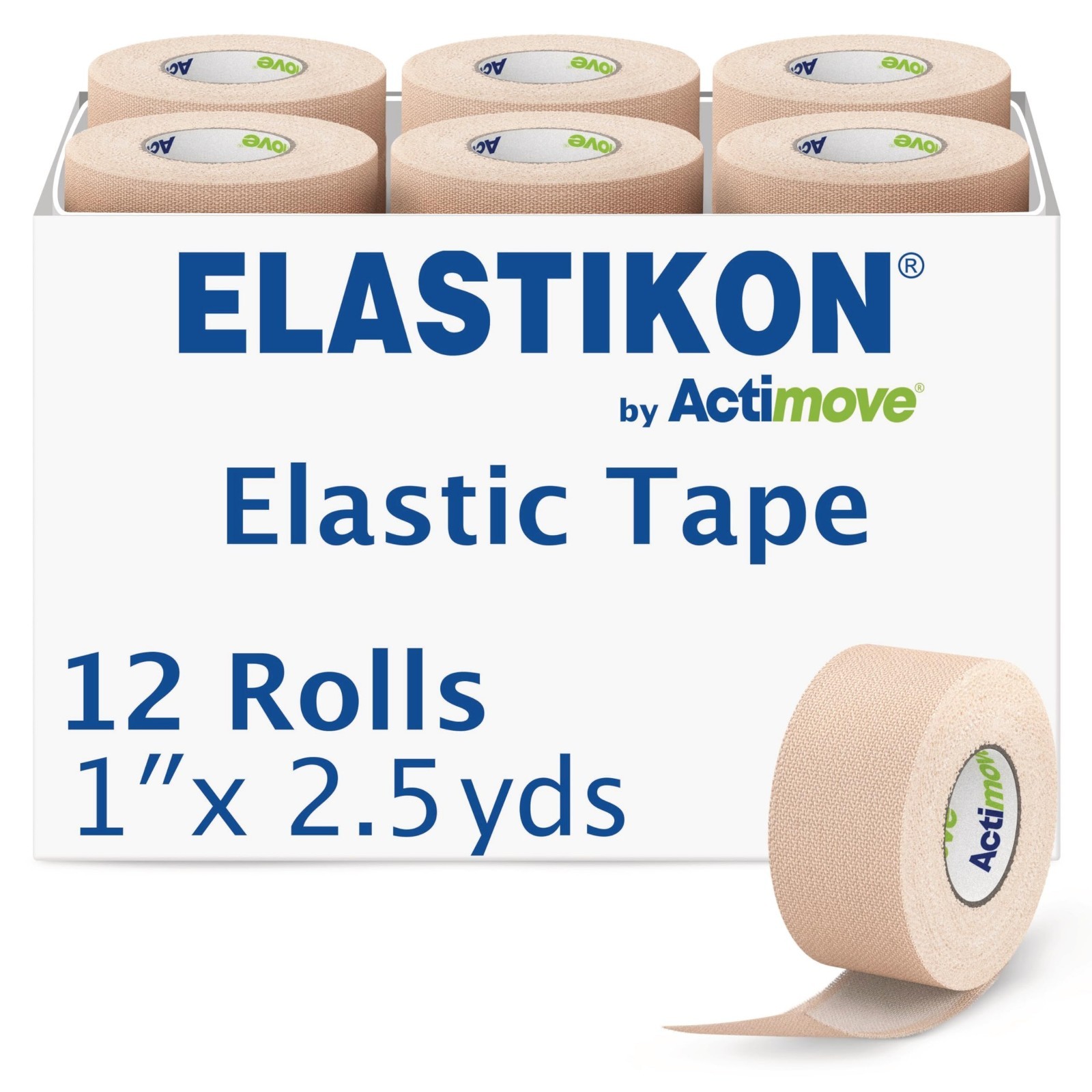 Elastic Cotton Tape 1″ x 2.5 yd – 12 Rolls for Compression & Support, Injuries