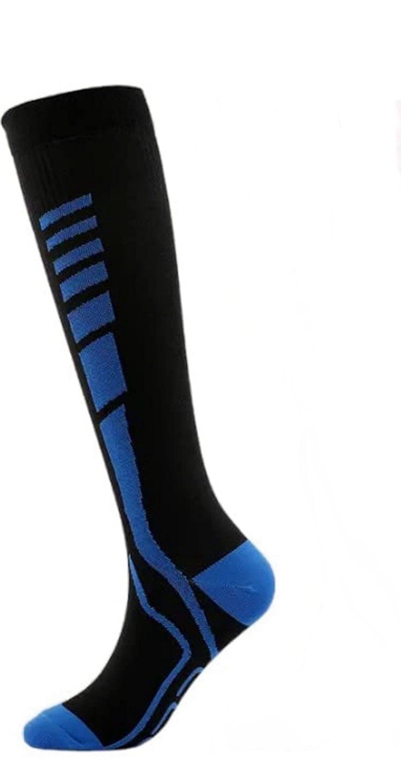 Compression Socks (1 Pair), Unisex, L/XL, Knee-High, Extra Wide Calf, Black