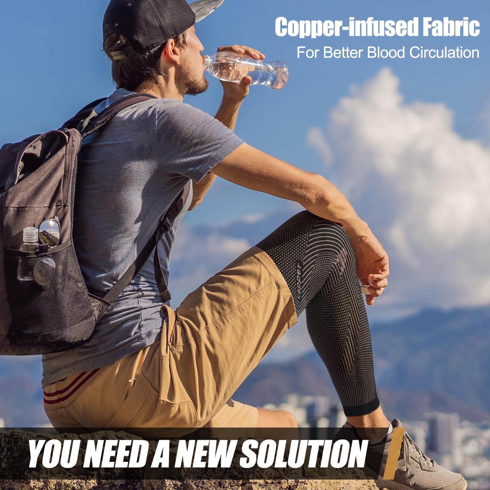 Copper Compression Leg Sleeve, Ultra-thin Full Leg Sleeve with Copper Ions In…