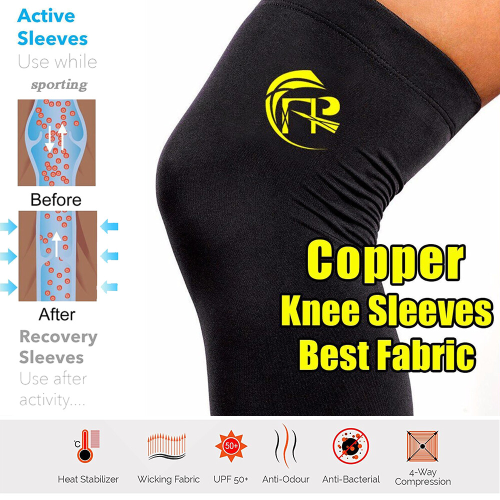 Copper Knee Leg Support Compression Sleeve Brace Sport Joint Relief Arthritis US