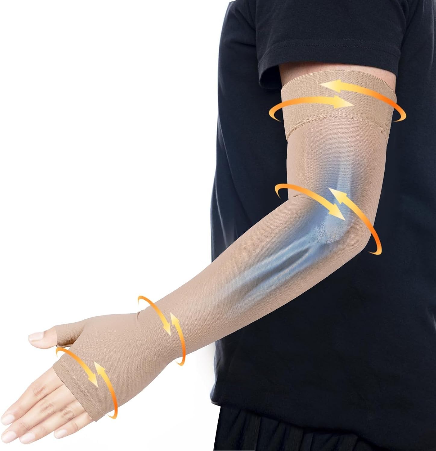 Breathable Lymphedema Support Arm Sleeve with Gauntlet – X-Large for Men & Women