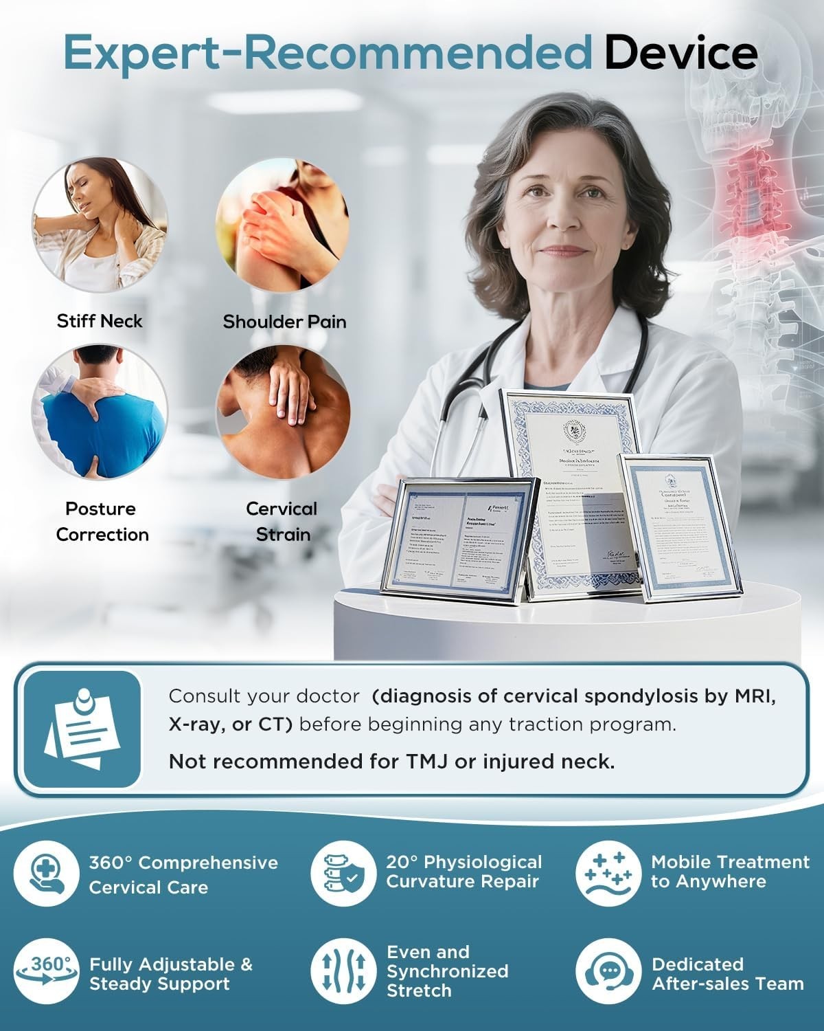 Cervical Neck Traction Device: Neck Stretcher for Cervical Pain Relief, Elect…