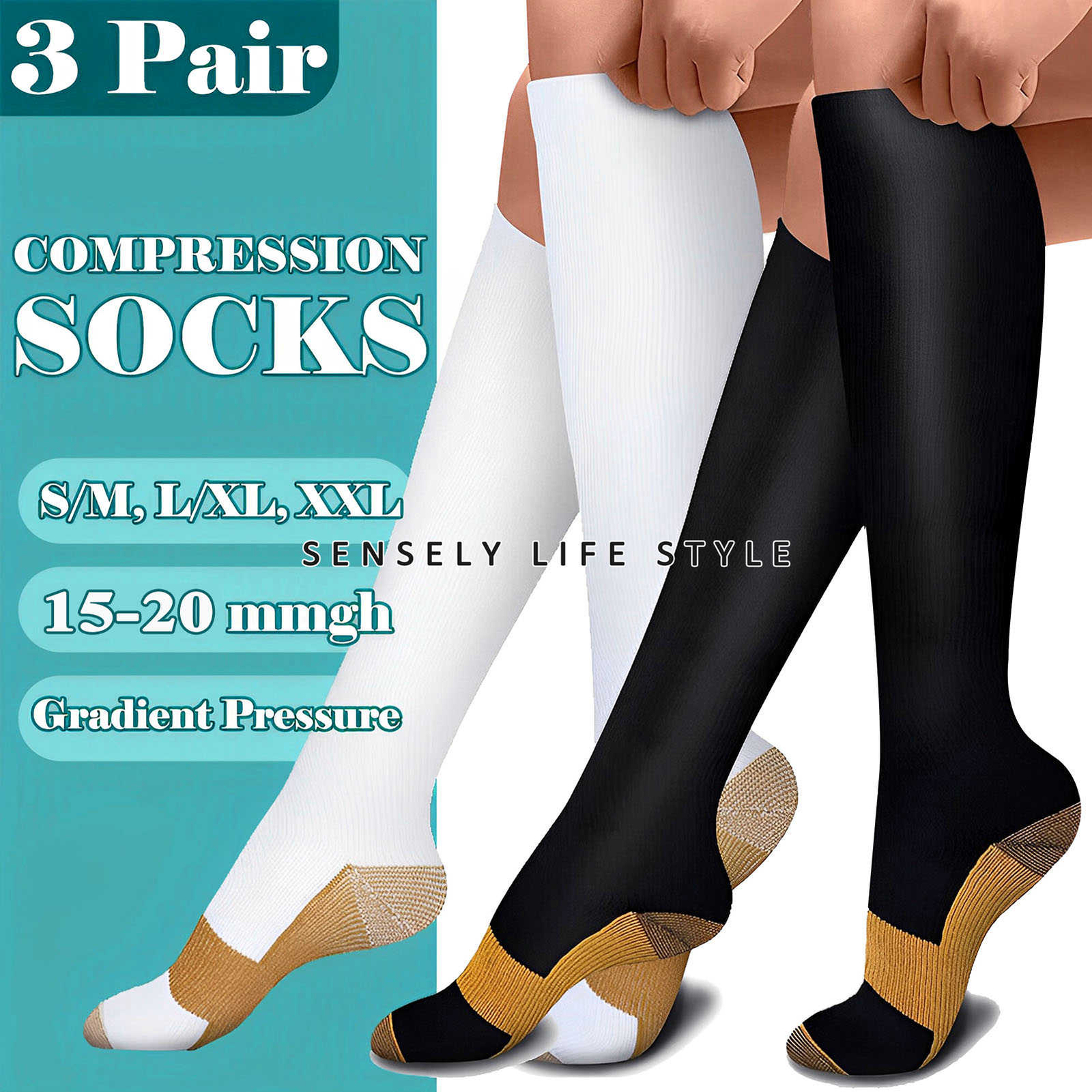 Nylon Compression Socks Support Graduated Stockings Mens Womens 15-20 mmHg -US