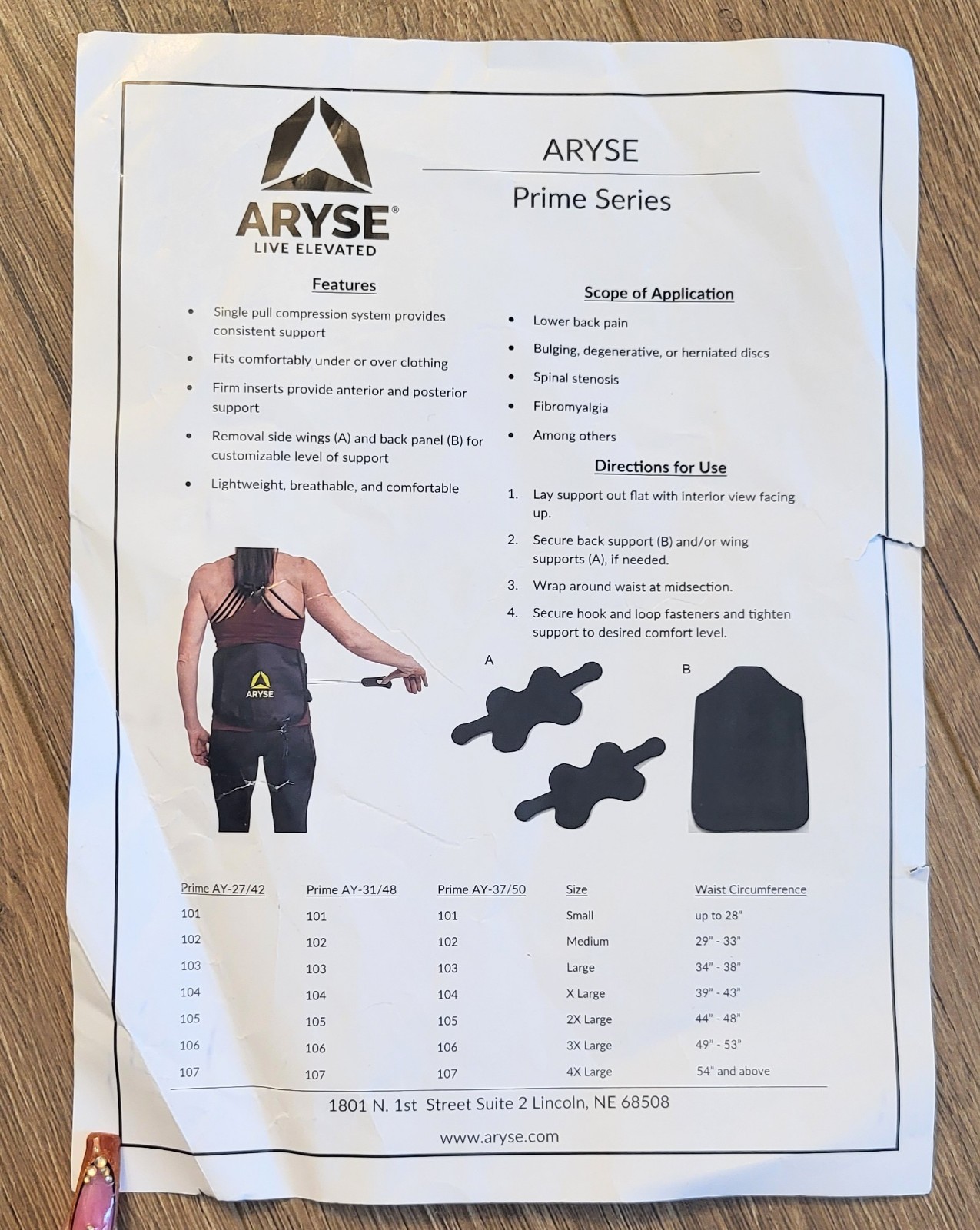 ARYSE Live Elevated Prime series MD Back Brace Unisex Size: M 37/50-102📌📌‼️