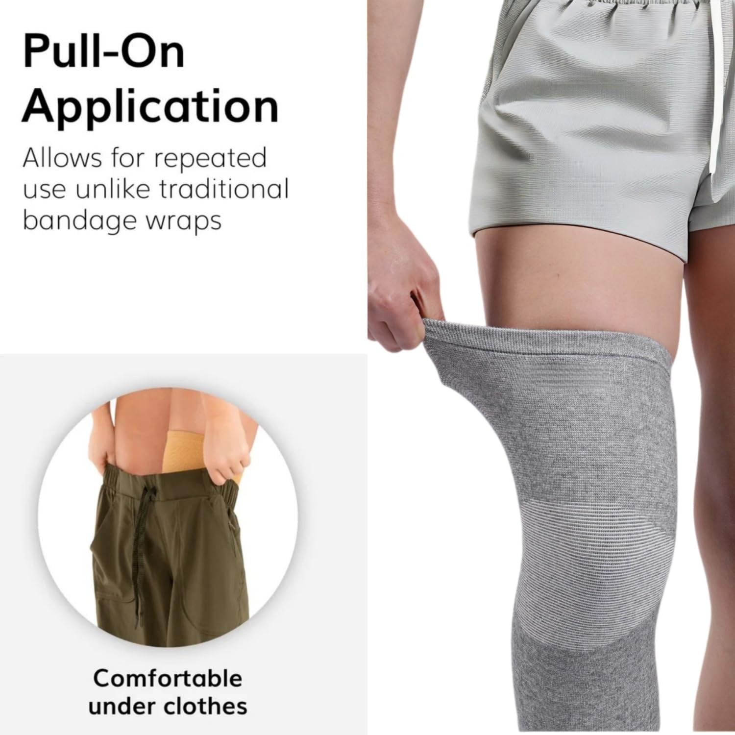 Inflossom Bamboo Knee Sleeves, 2-Pack Knee Compression Sleeve Women Men Elastic