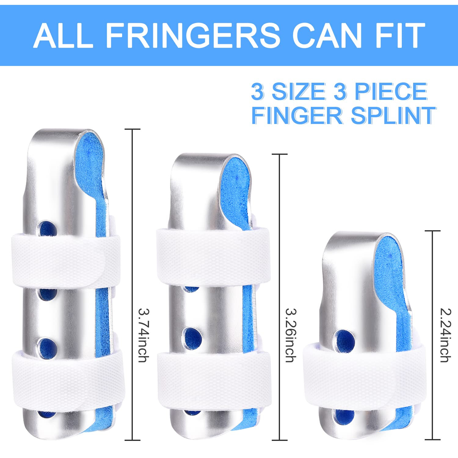 Finger Splint, 3-Size Set for Middle, Pinky & Thumb, Lightweight | Great for …
