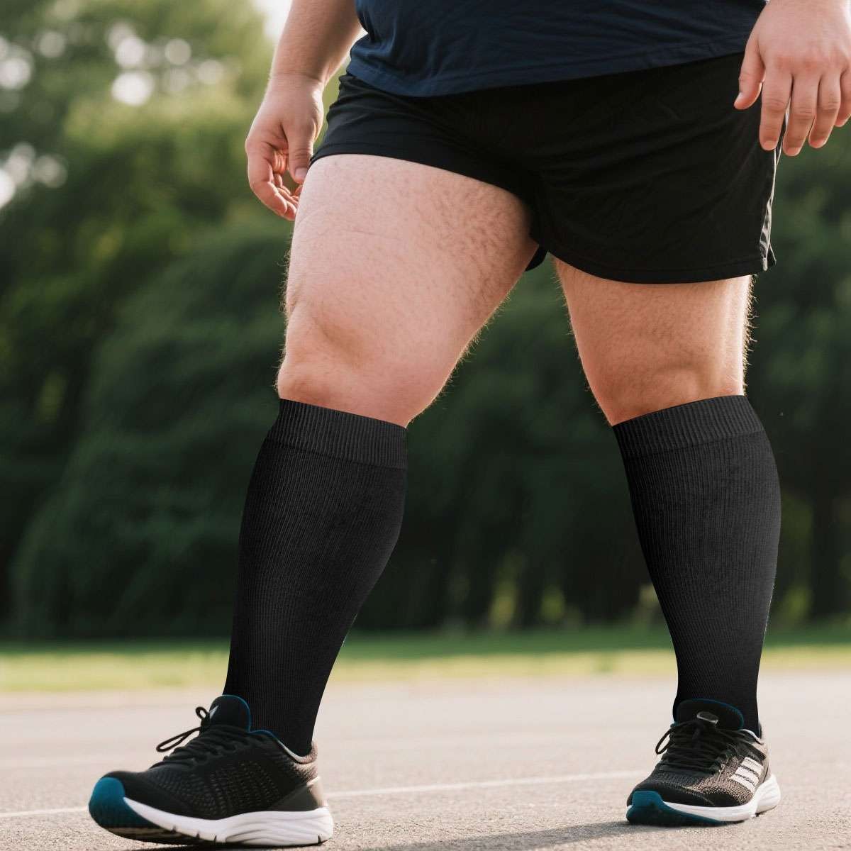 1-3Pair Unisex Plus Size Wide Calf Compression Socks 15-20mmHg Knee High Support