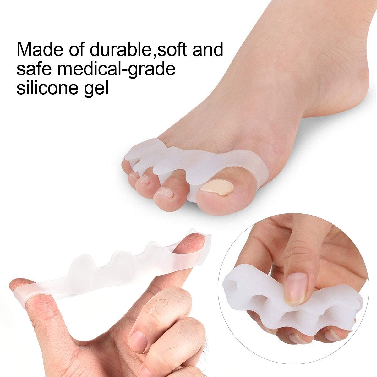 2 Pair Bunion Cushion Toe Separators for kids, Bunion Toe Spacers with Separa…