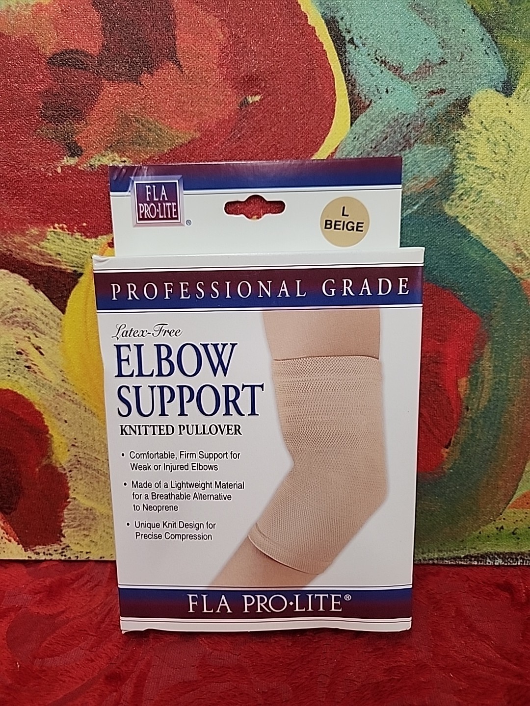 FLA PRO LITE Latex Free Pullover Elbow Support Large Beige New In Box