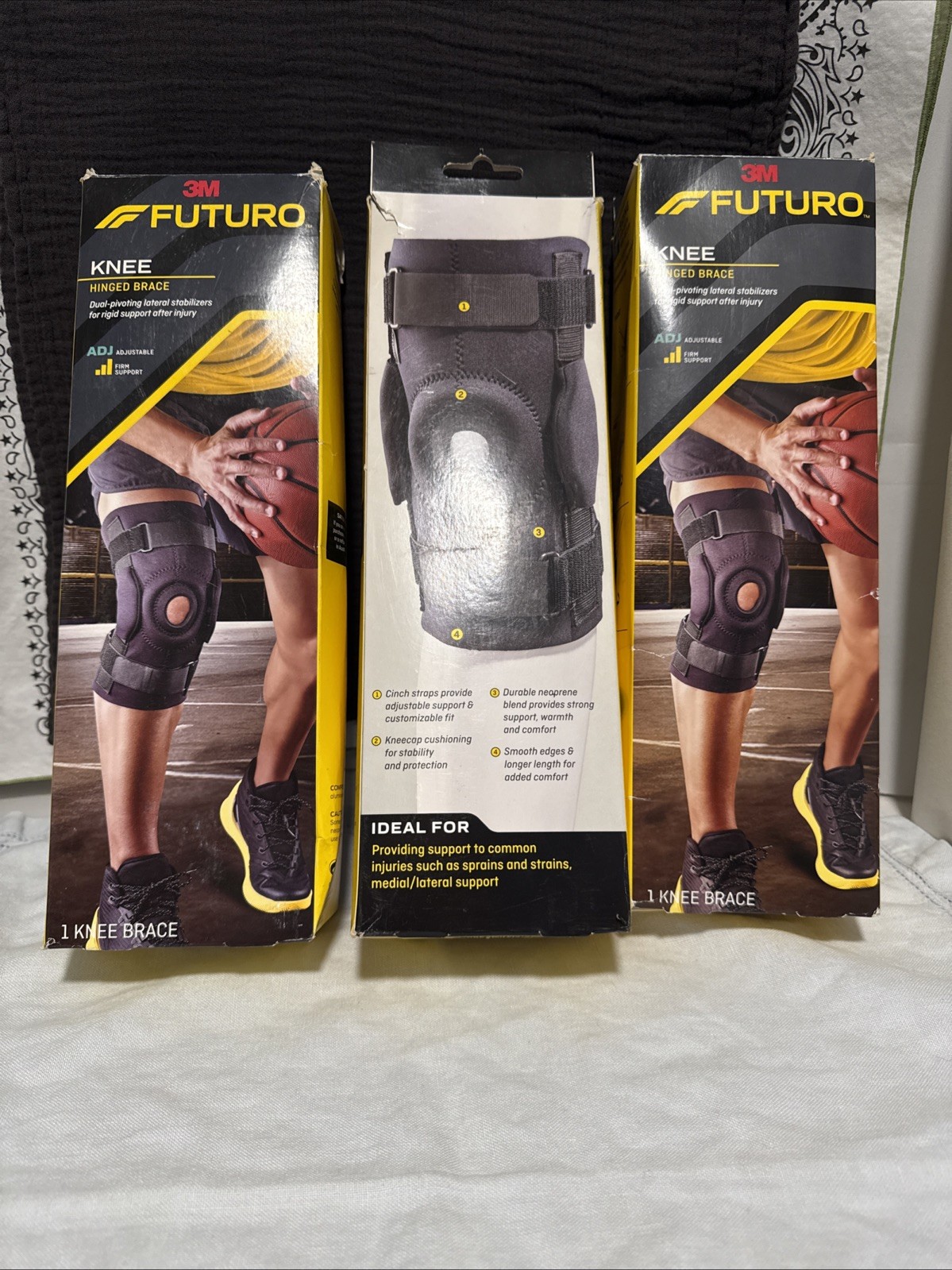 Knee Brace 3M Future Hinged Blk Firm Support Adjustable Size Stabilizers New