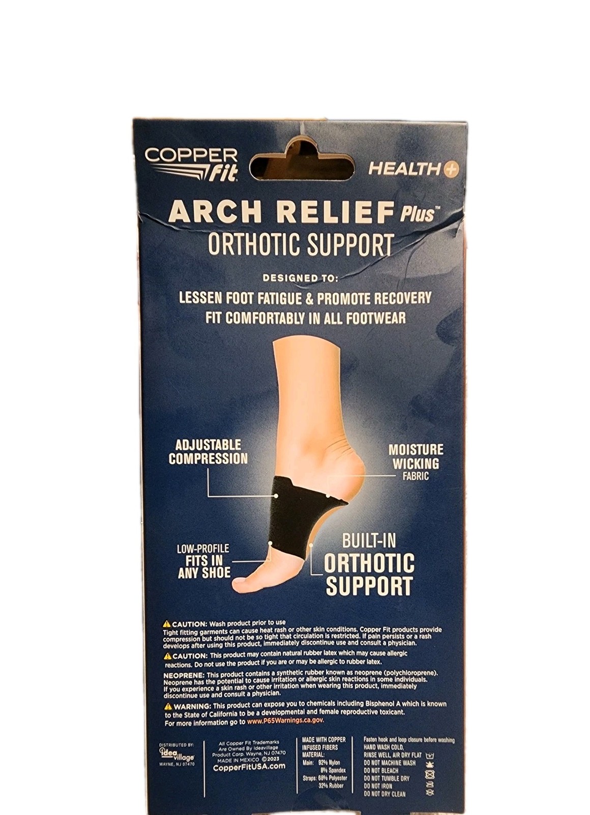 Copper Fit Health Arch Relief Adjustable Compression Wraps Built-In Orthotic New