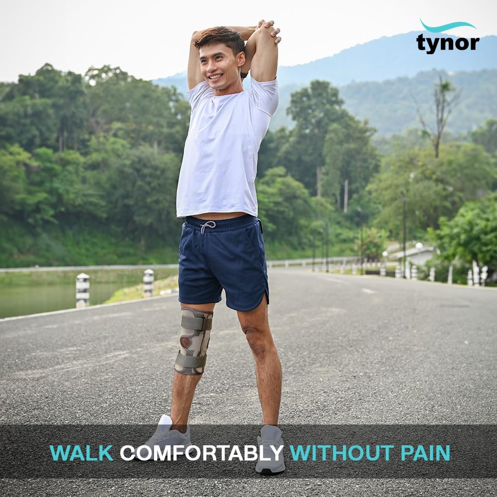 Tynor Functional Knee Support For Compression Hinged & Strapping (Gray) With FS