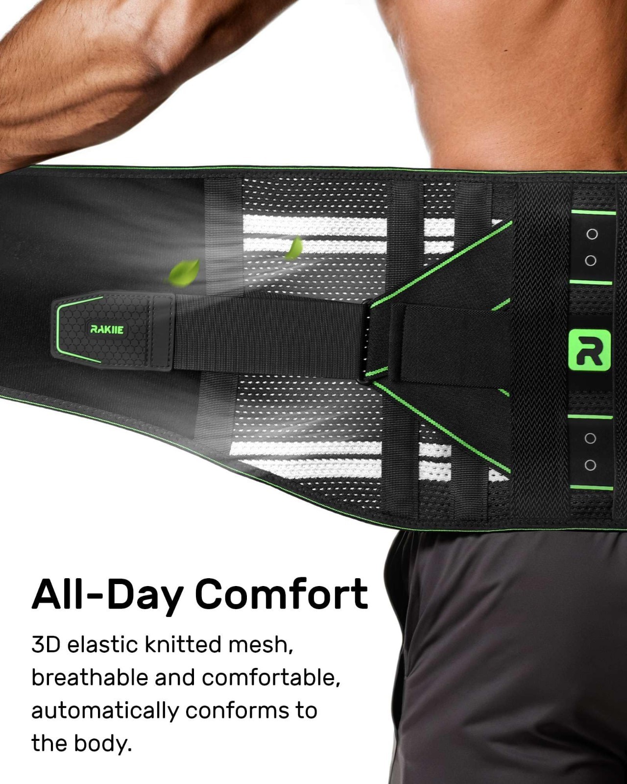 Adjustable Back Brace for Men & Women – Lumbar Support, Breathable Mesh, 8 Stays