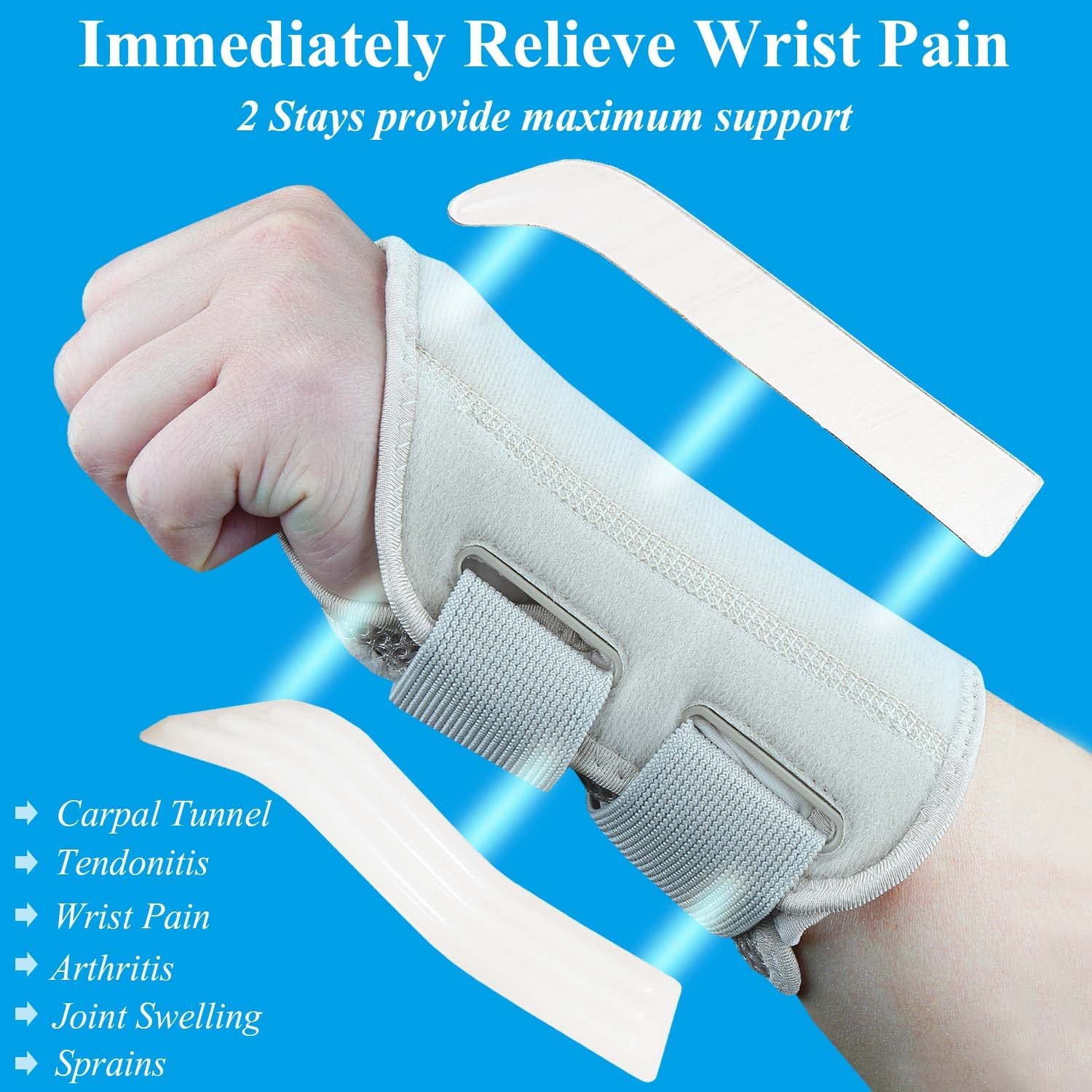 Tianhengyi Khaki Wrist Brace Right L/XL