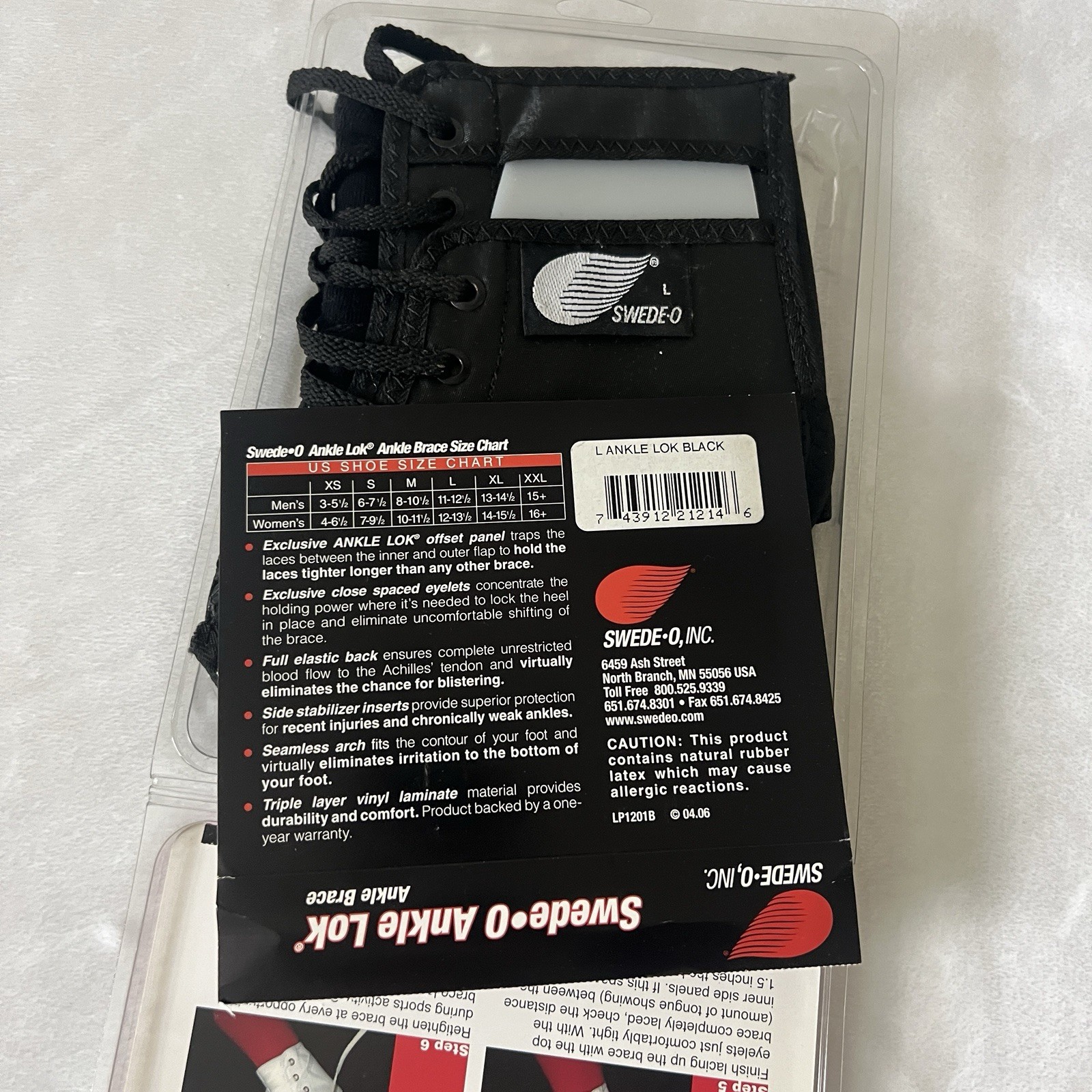Swede-O Ankle Lok Brace Black Lace Up Size Large Unisex Medical Equipment Ortho