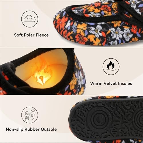 Womens Mens Slippers Diabetic House Slippers for 5.5-6.5 Women/4-5 Men Foral