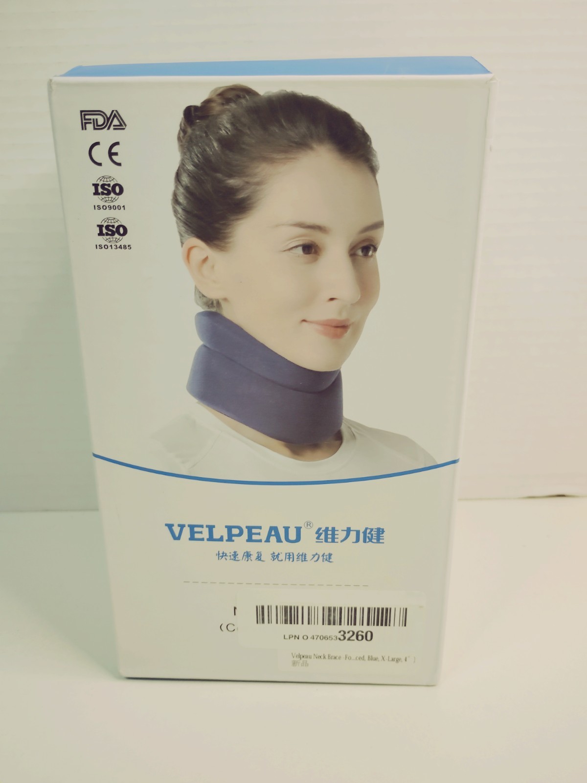VELPEAU Neck Brace VP0201 Blue Large FDA CE ISO Certified Stabilization Size Xl