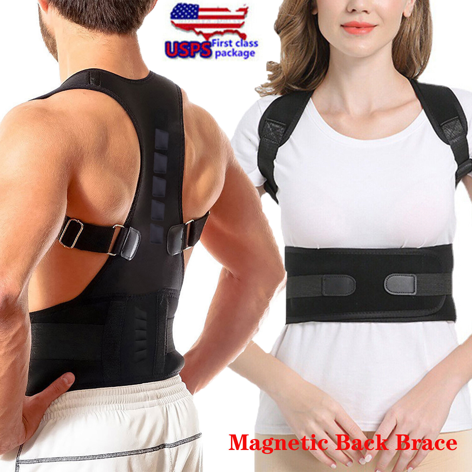 Adjustable Posture Corrector Brace Shoulder Back Support Belt Magnetic Therapy