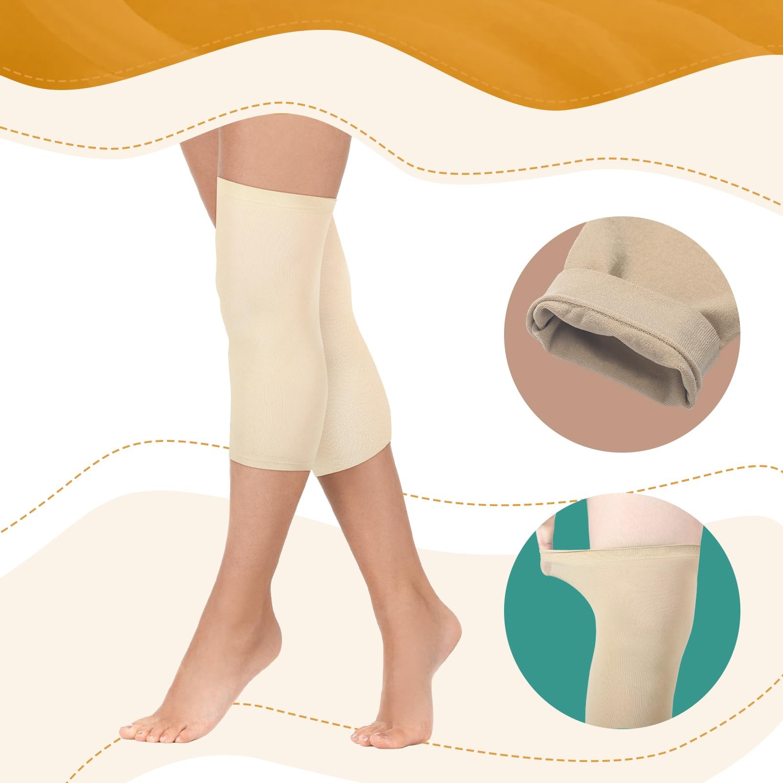 6 Pcs Compression Knee Sleeve Knee Brace Undersleeve Lightweight Breathable L…