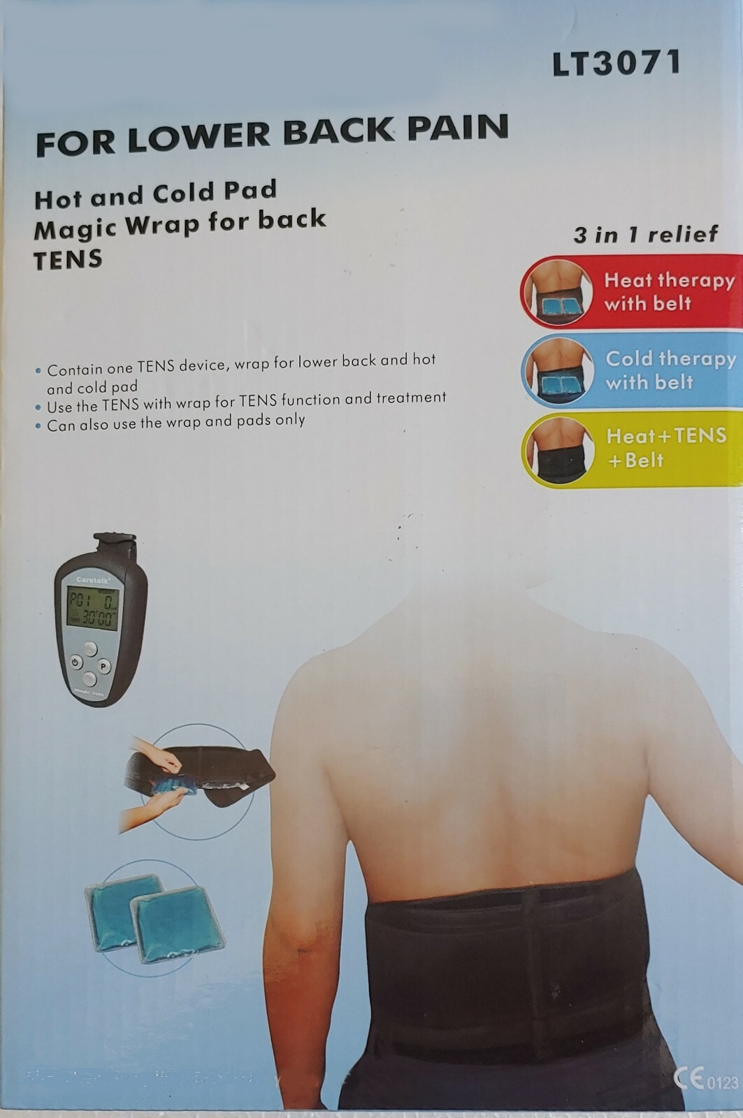 3 in1 TENS, support Heat/Cold Pad Lower Back Pain Relief Therapy Belt