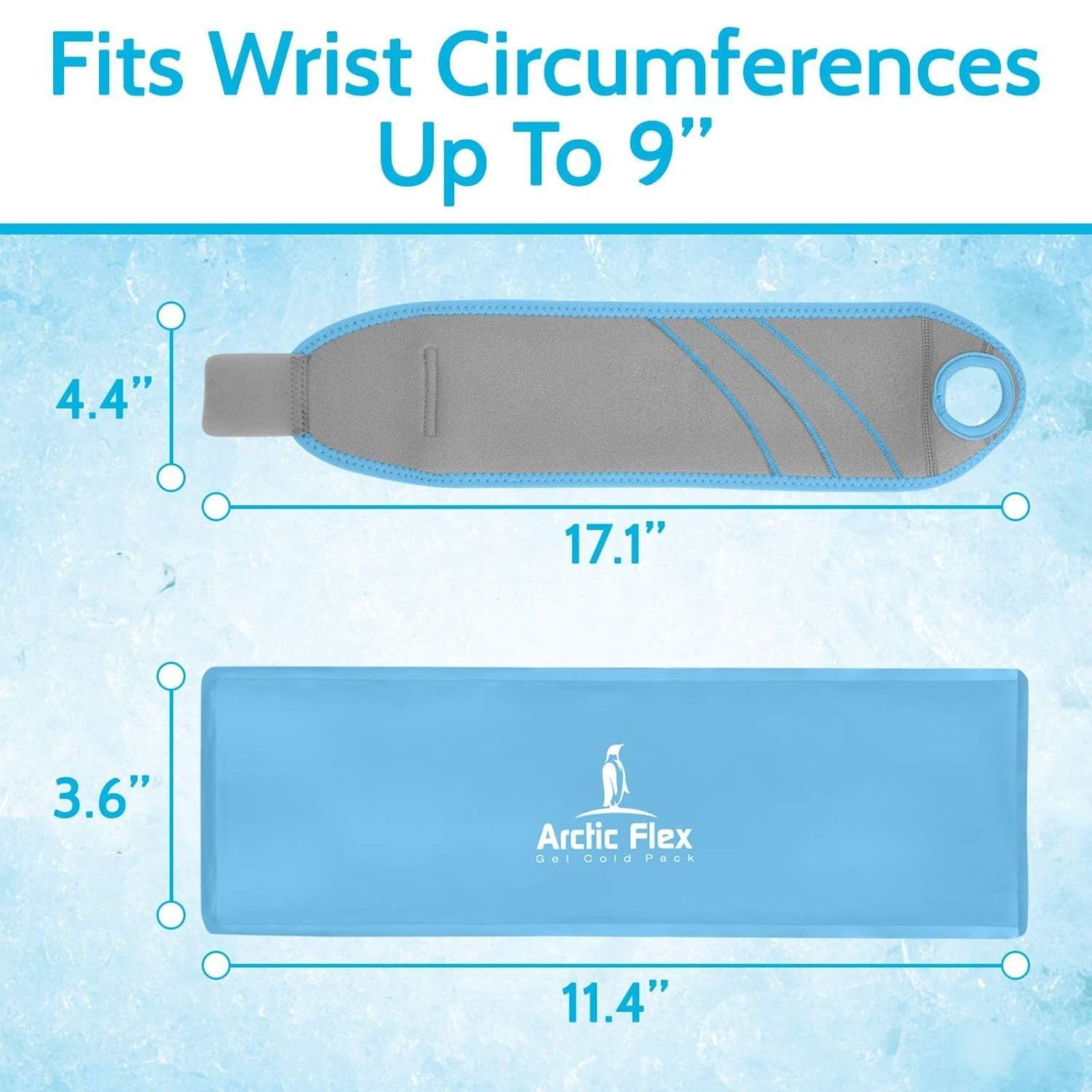 Arctic Flex Wrist Ice Pack Wrap – Refreezable Gel 1 Count (Pack of 1), Gray