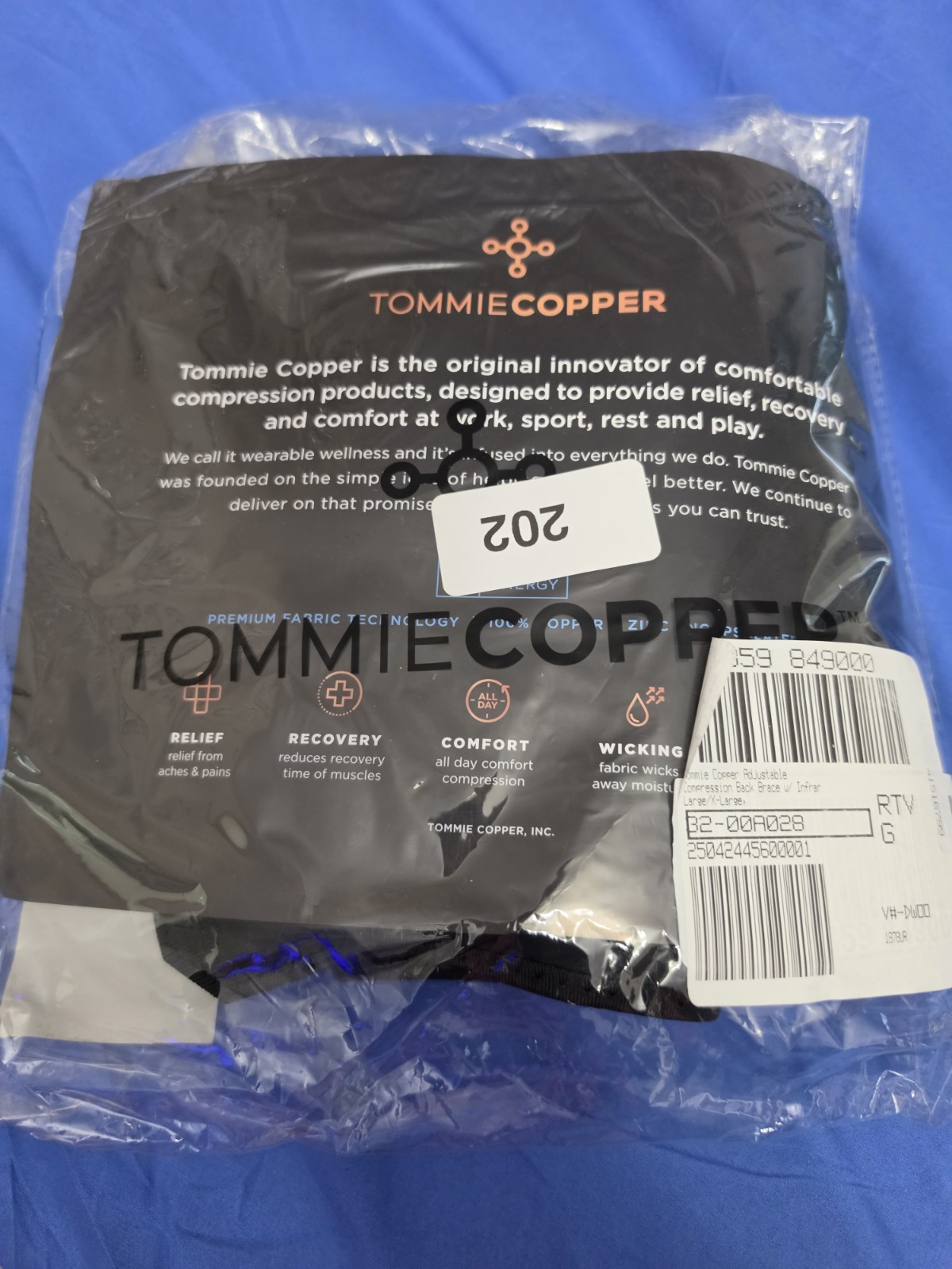 TOMMIE COPPER Low Profile Adjustable Compression Back Brace Infrared Technology